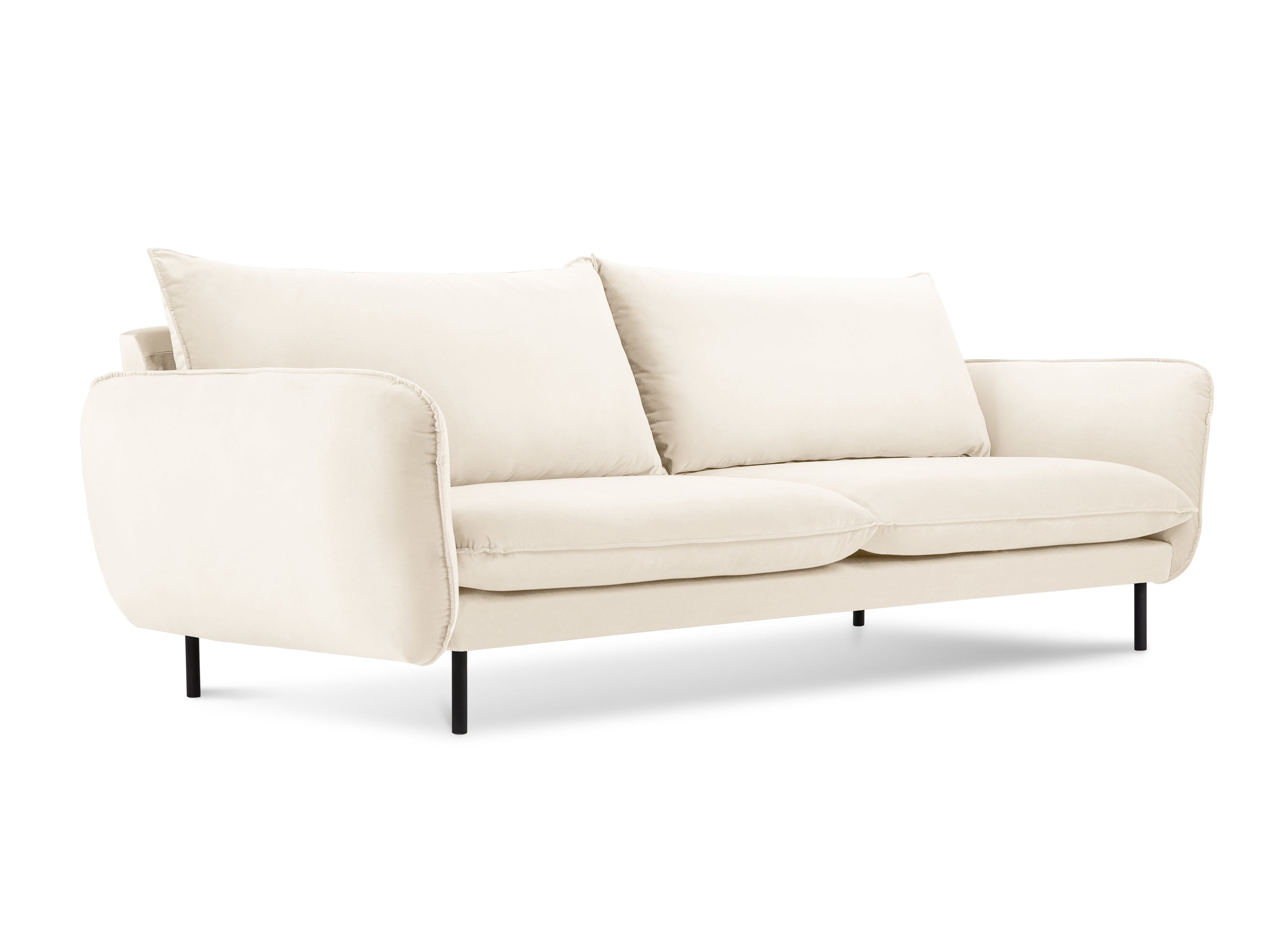 Velvet sofa 3-seater VIENNA beige with black base