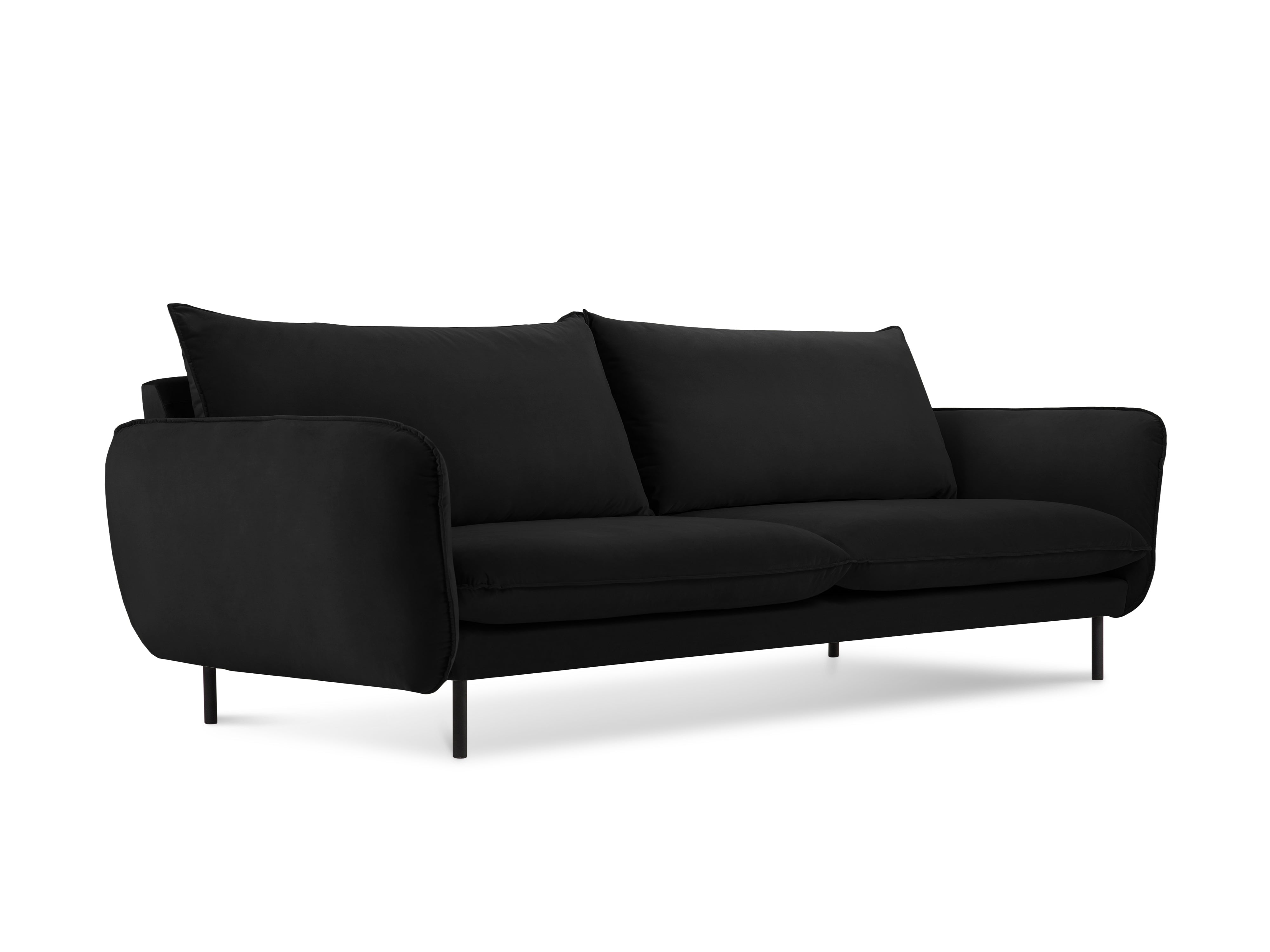 Velvet sofa 3-seater VIENNA black with black base