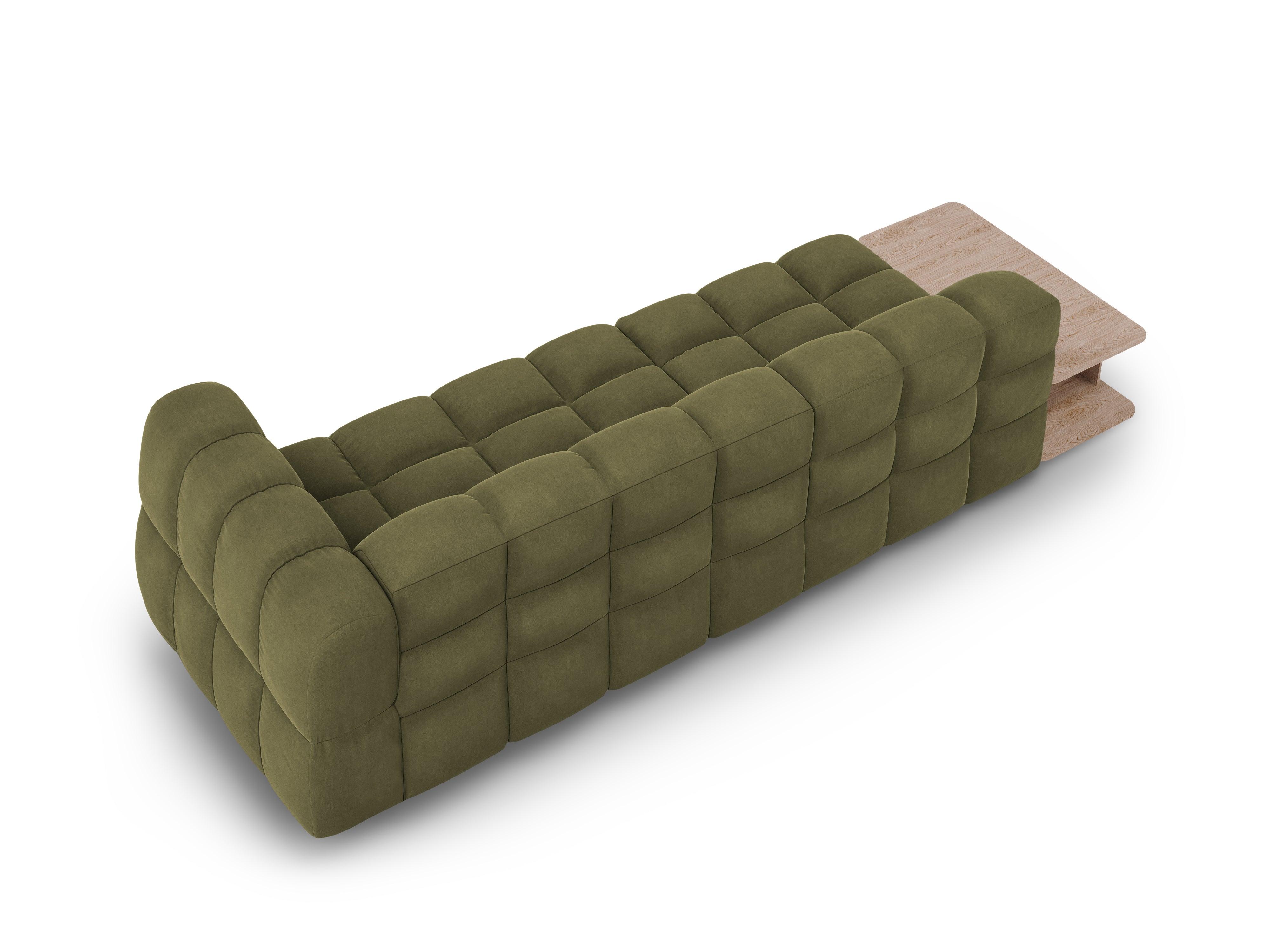 Sofa aksamitna lewostronna 4-osobowa otwarta ze stolikiem SKY jasnozielony Cosmopolitan Design Eye on Design