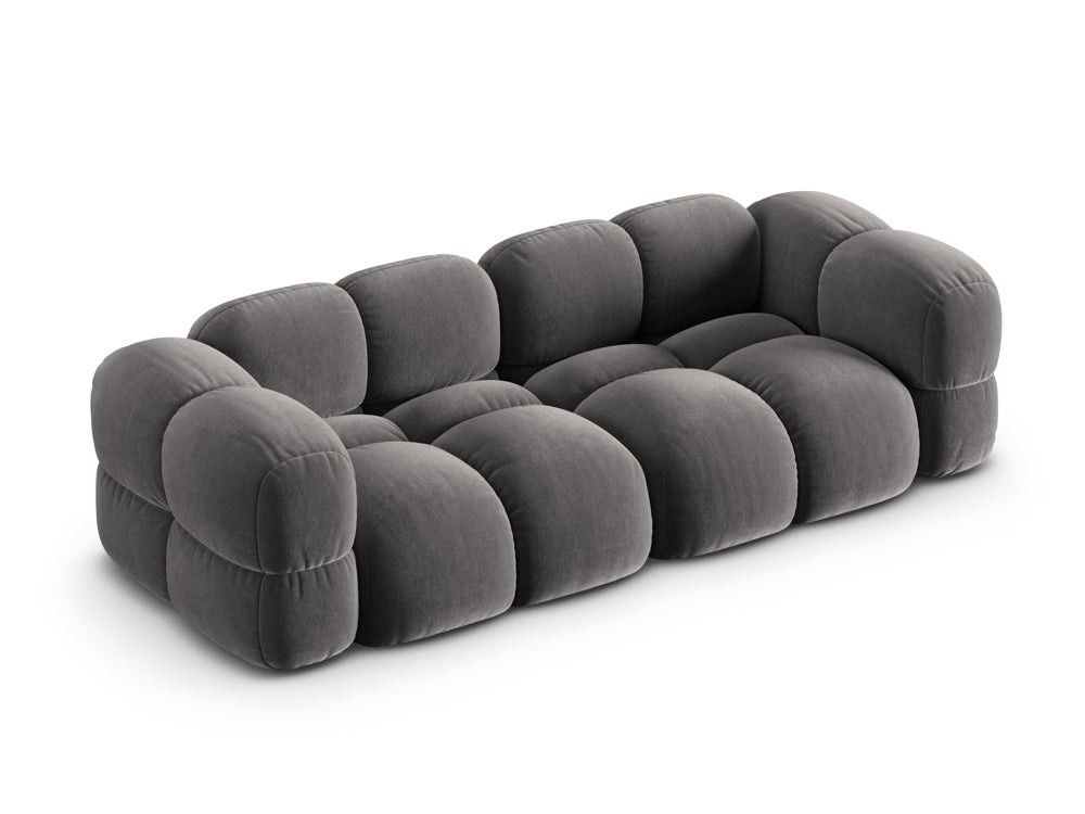 Sofa pre 4 osoby z jemného zamatového materiálu LORETTO šedá