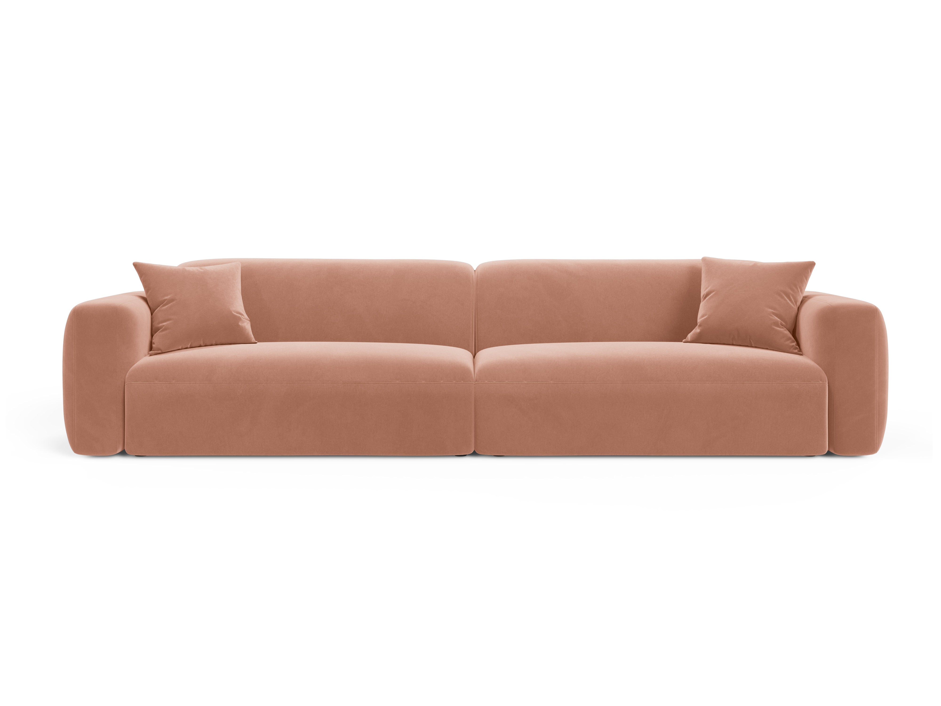 Sofa z jemného velúru pre 4 osoby STRINO ružová