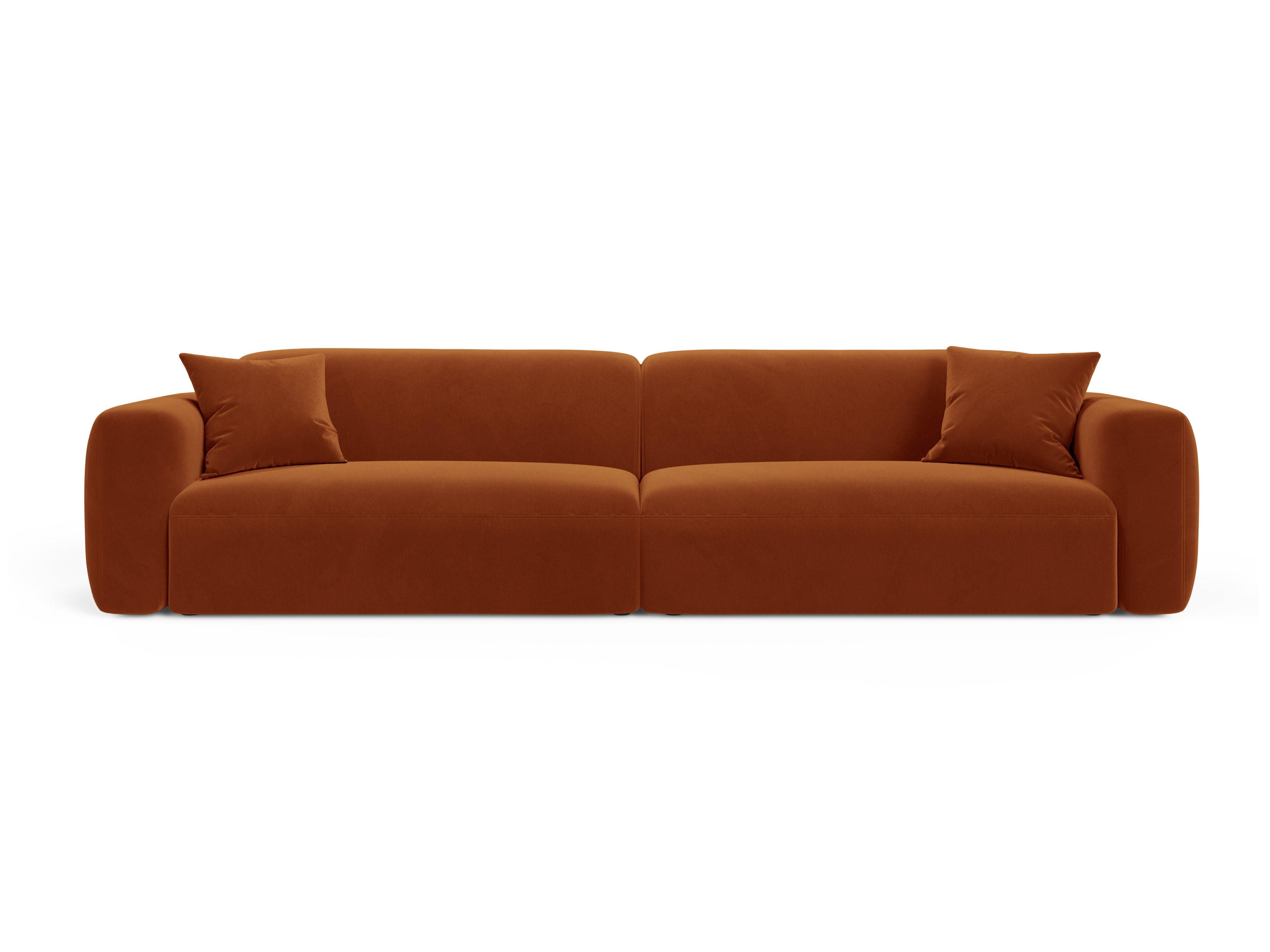 Sofa z jemného velúru pre 4 osoby STRINO terakota
