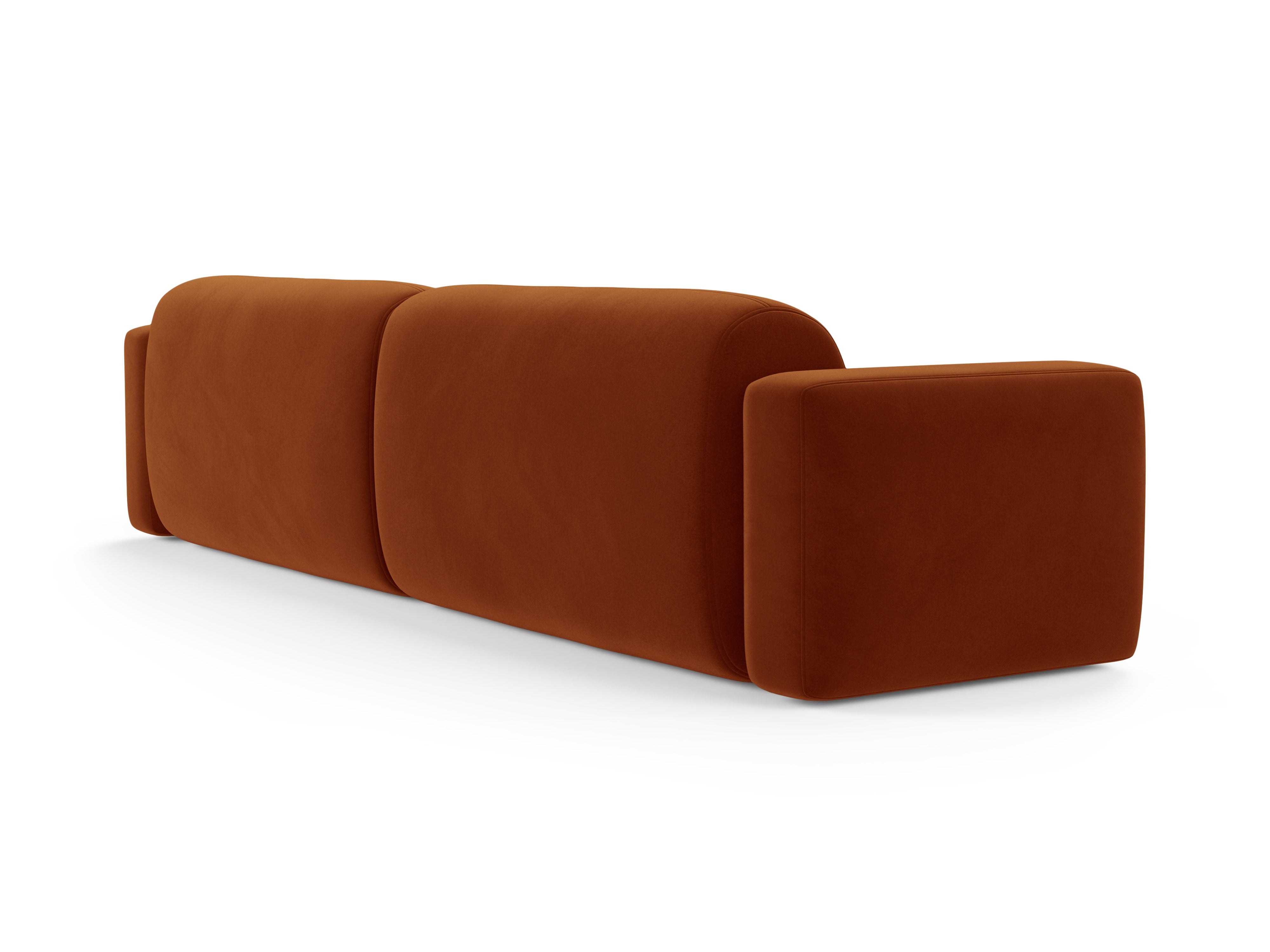 Sofa z jemného velúru pre 4 osoby STRINO terakota
