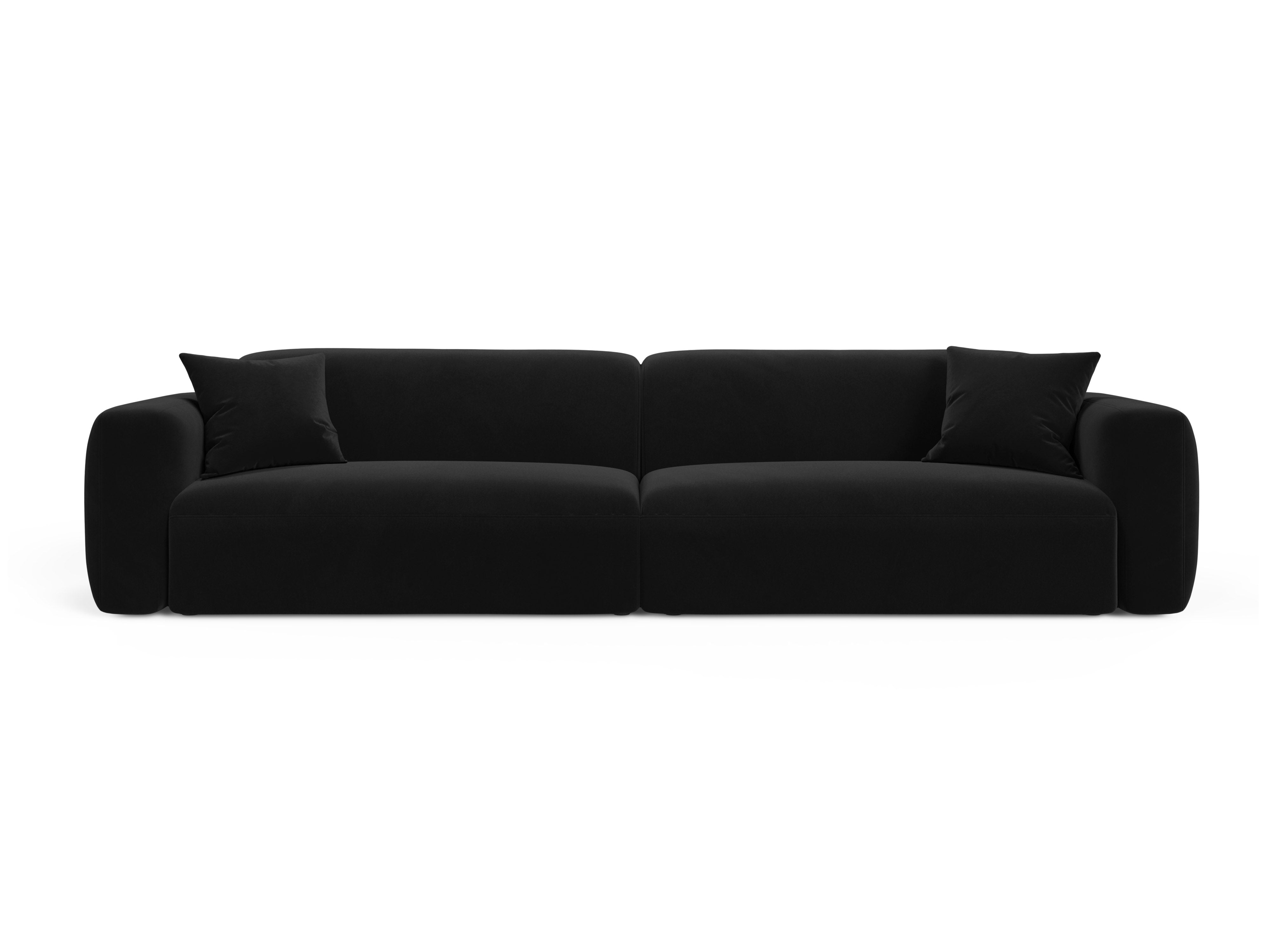 Sofa z jemného velúru pre 4 osoby STRINO čierna