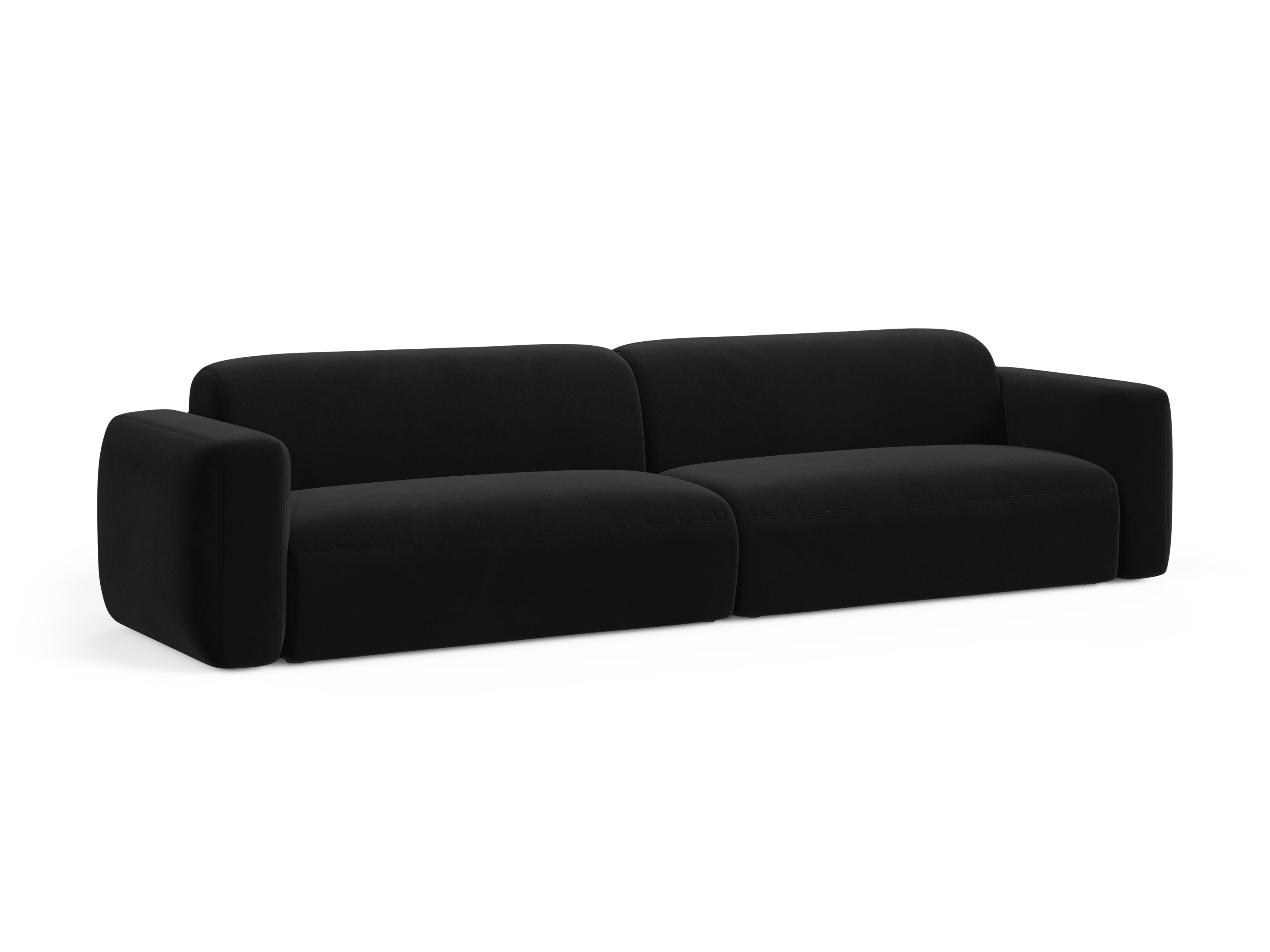 Sofa z jemného velúru pre 4 osoby STRINO čierna