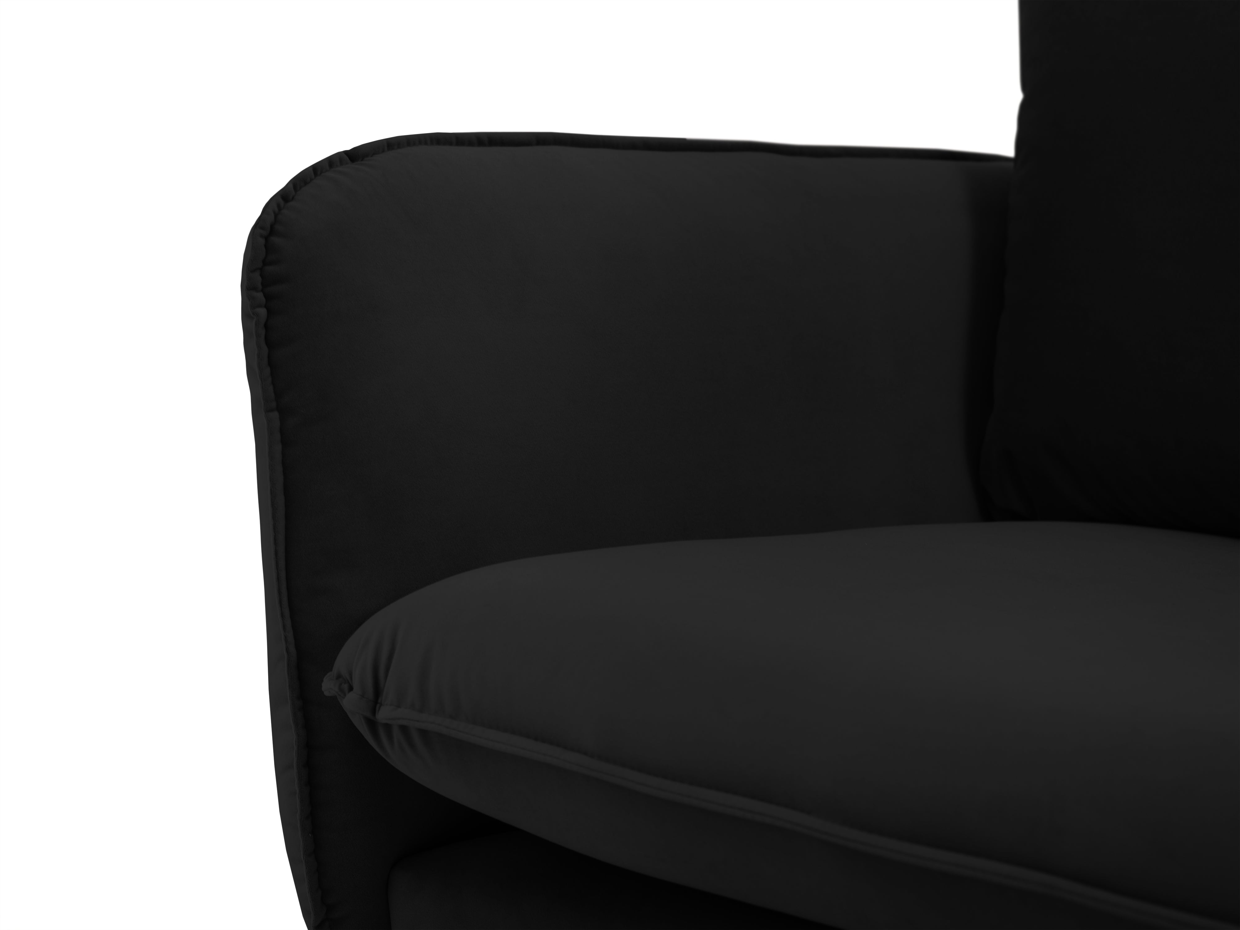 Sofa z jemného velúru pre 4 osoby VIENNA čierna so zlatým podstavcom
