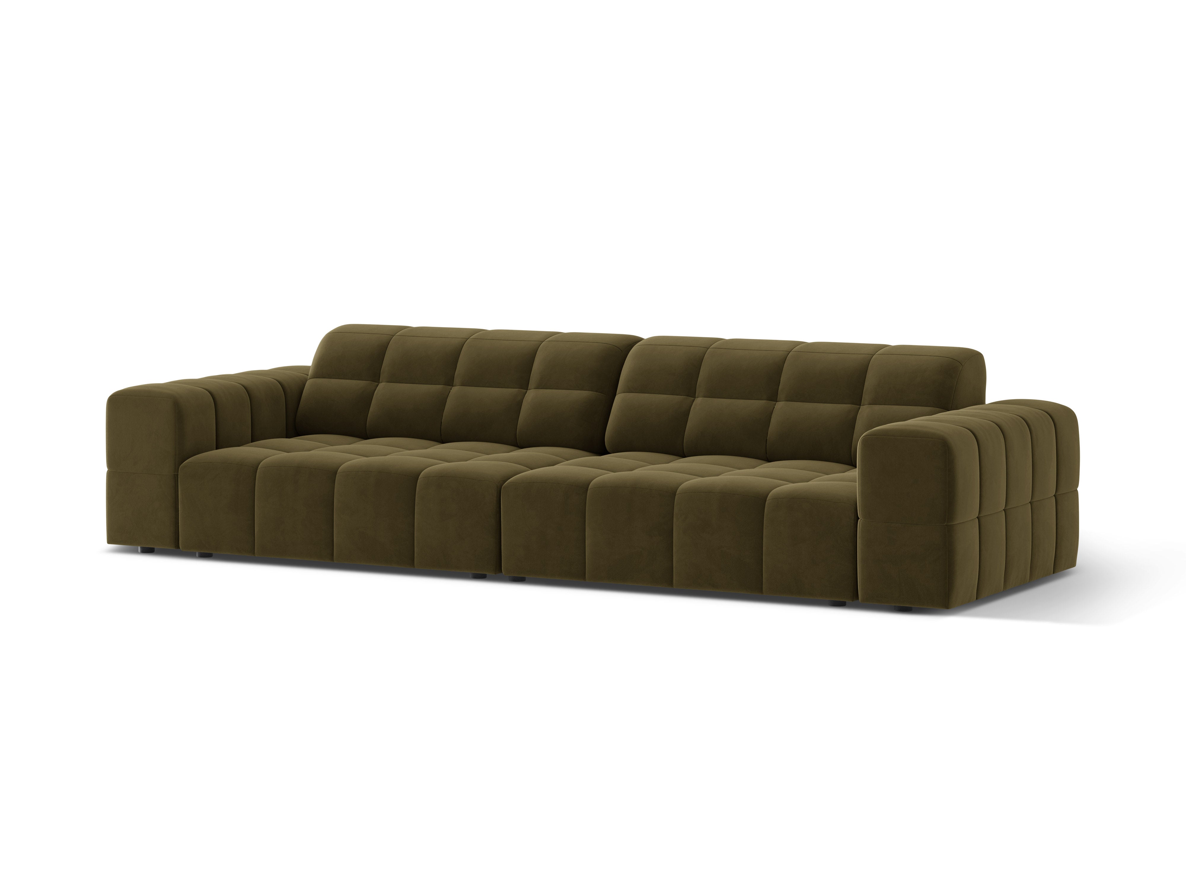 Sofa z jemného velúru pre 4 osoby CHICAGO olivová
