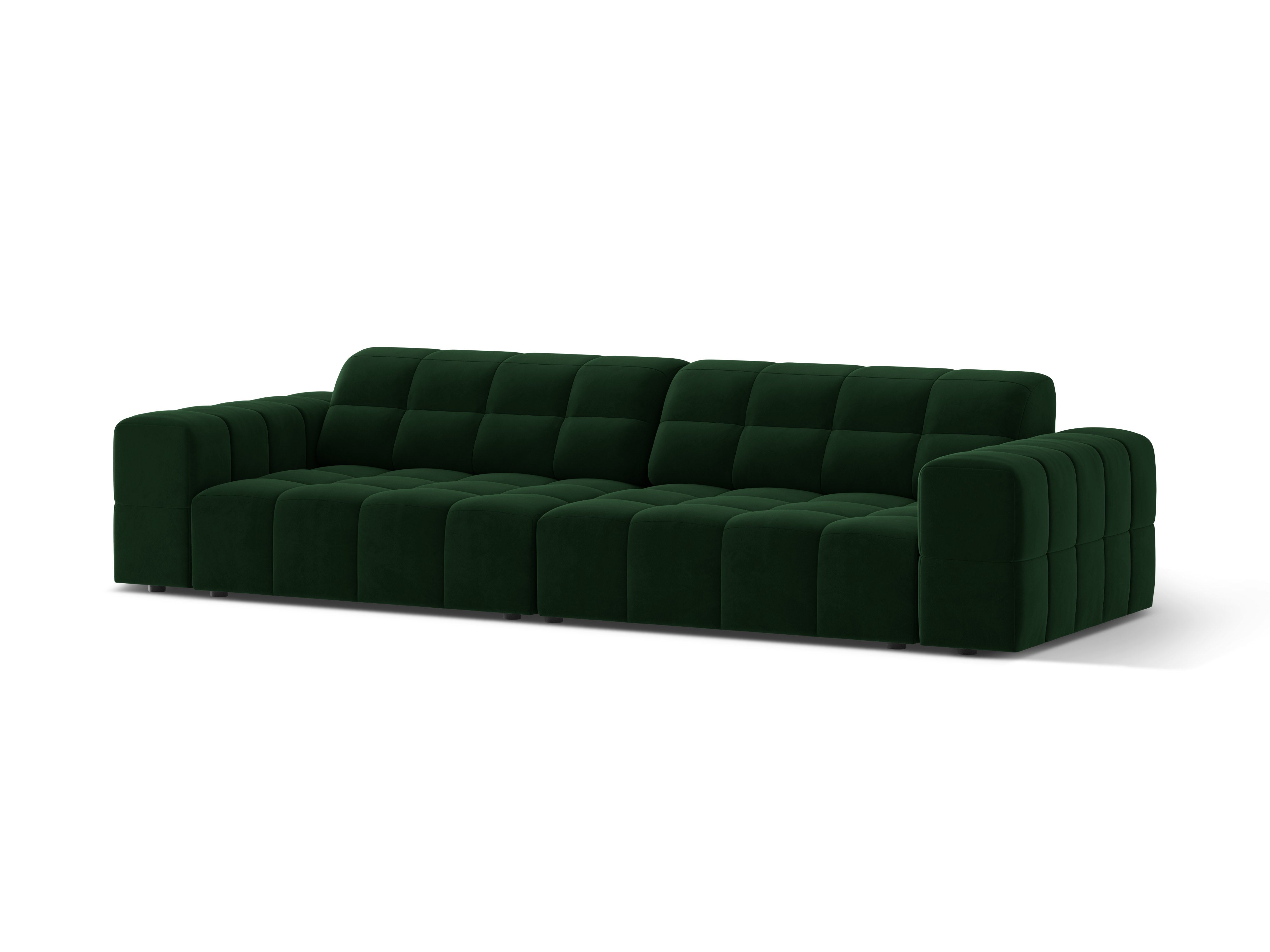 Sofa zamatová 4-osobová CHICAGO fľašková zelená