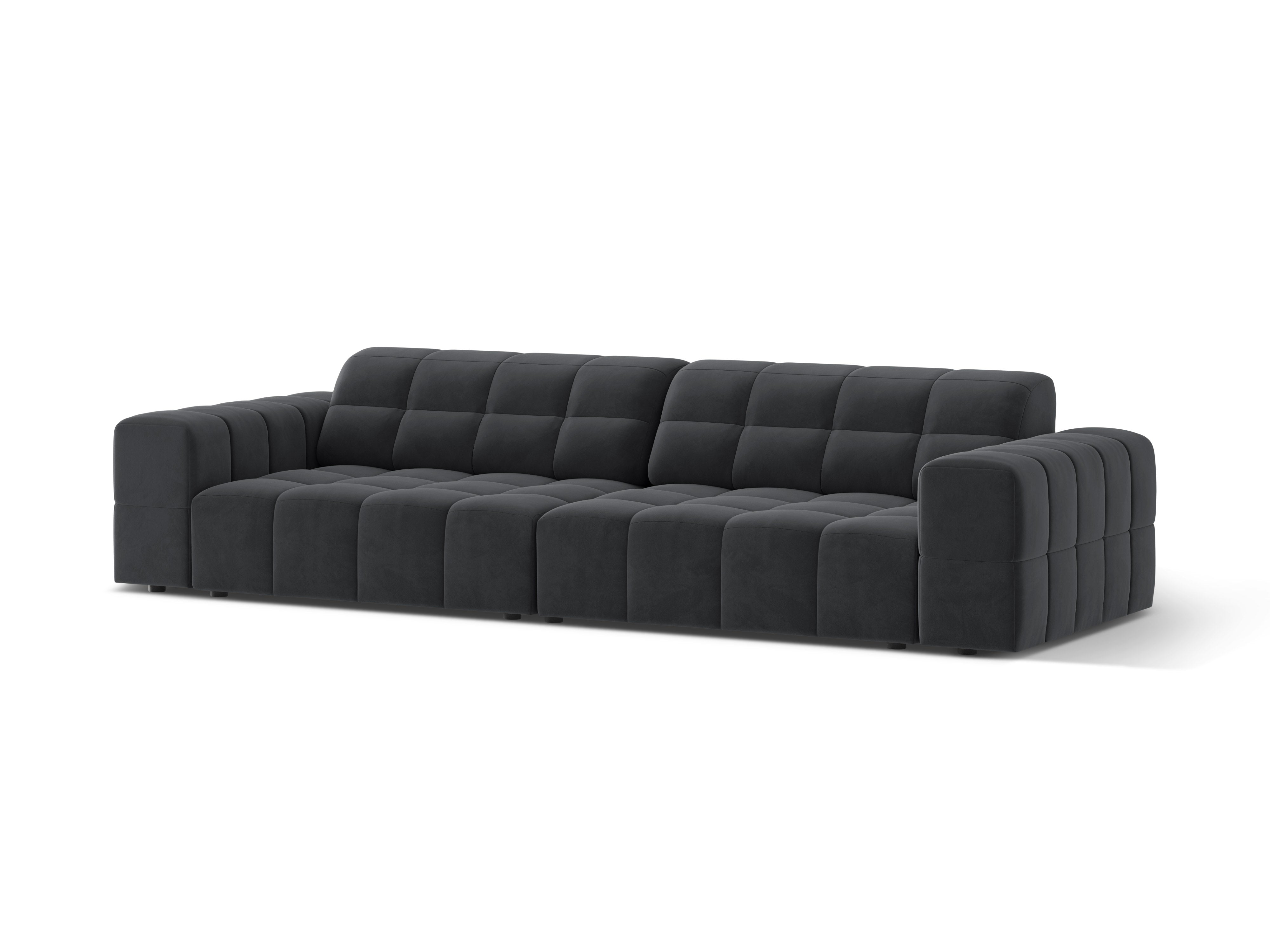Sofa z jemného velúru pre 4 osoby CHICAGO tmavosivá