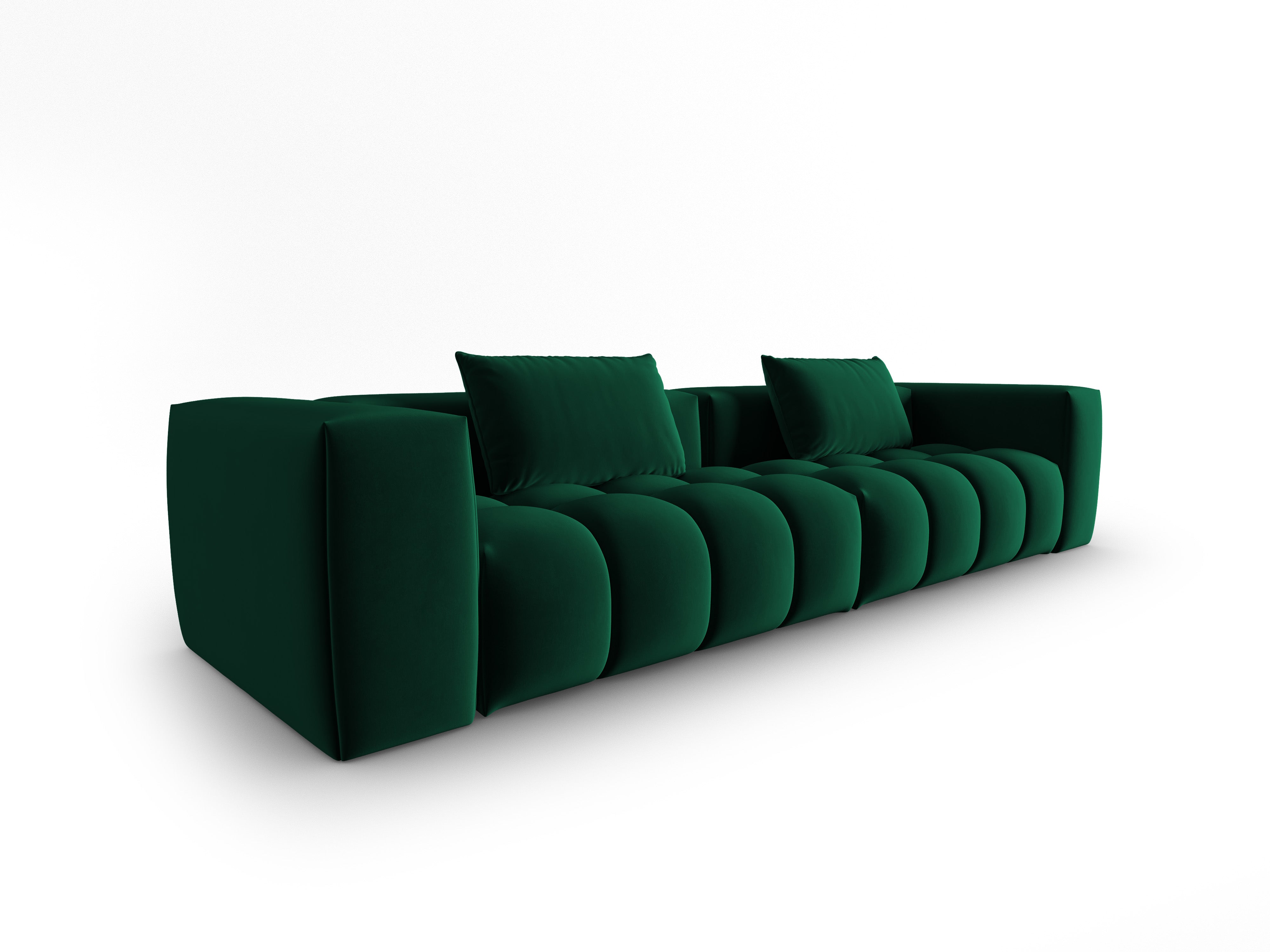 Sofa z jemného zamatového materiálu pre 5 osôb VERONA v odtieni fľaškovozelenej