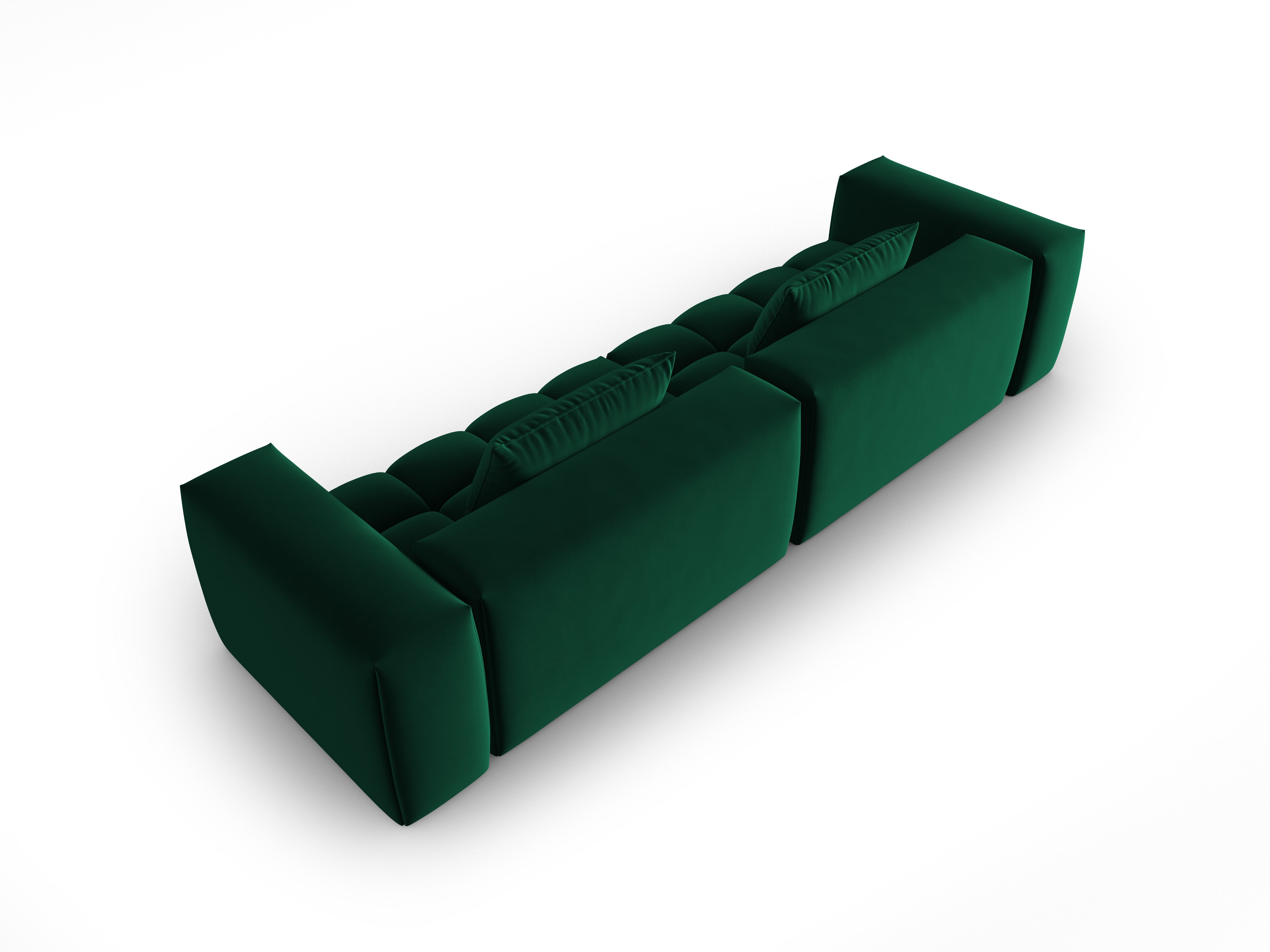 Sofa z jemného zamatového materiálu pre 5 osôb VERONA v odtieni fľaškovozelenej