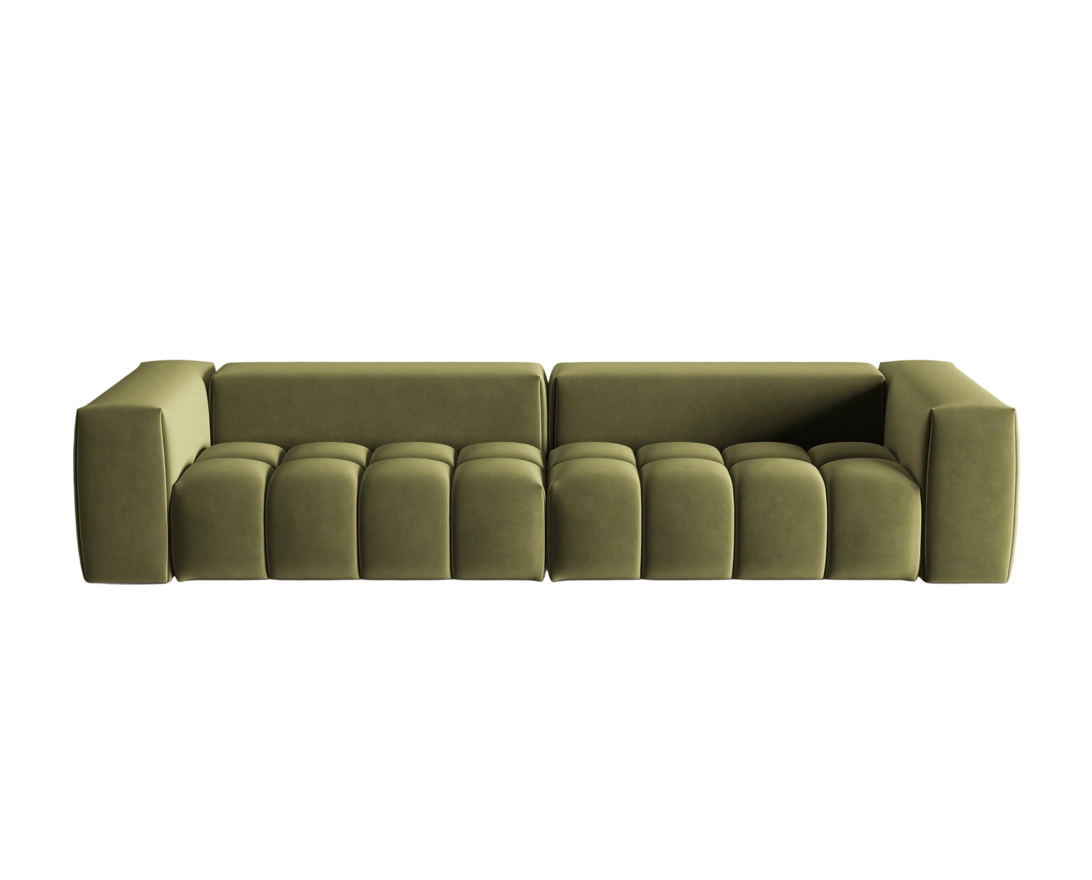 Sofa z jemného zamatového materiálu pre 5 osôb VERONA svetlozelená
