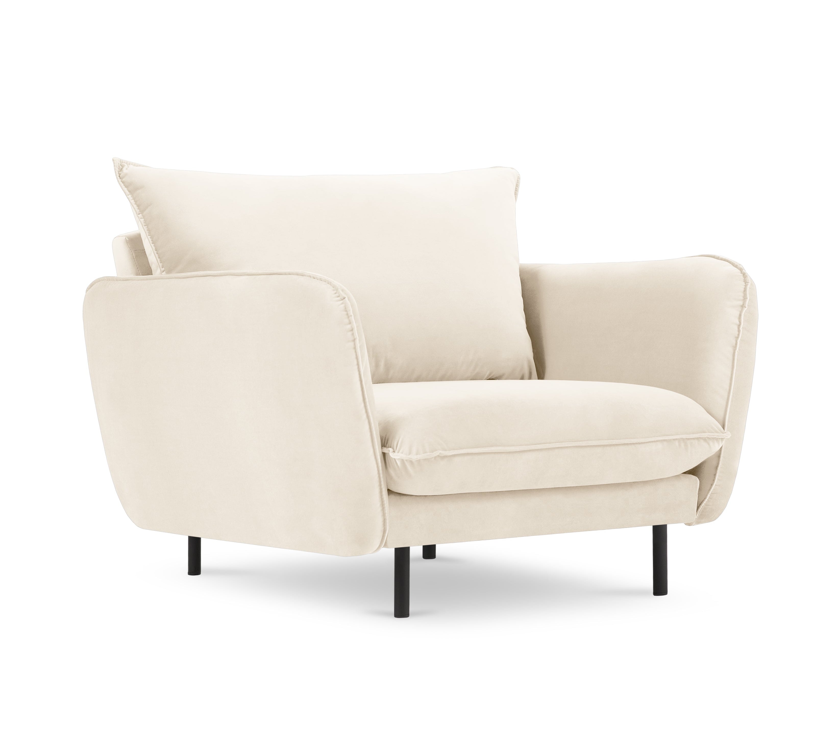Velvet armchair VIENNA beige with black base