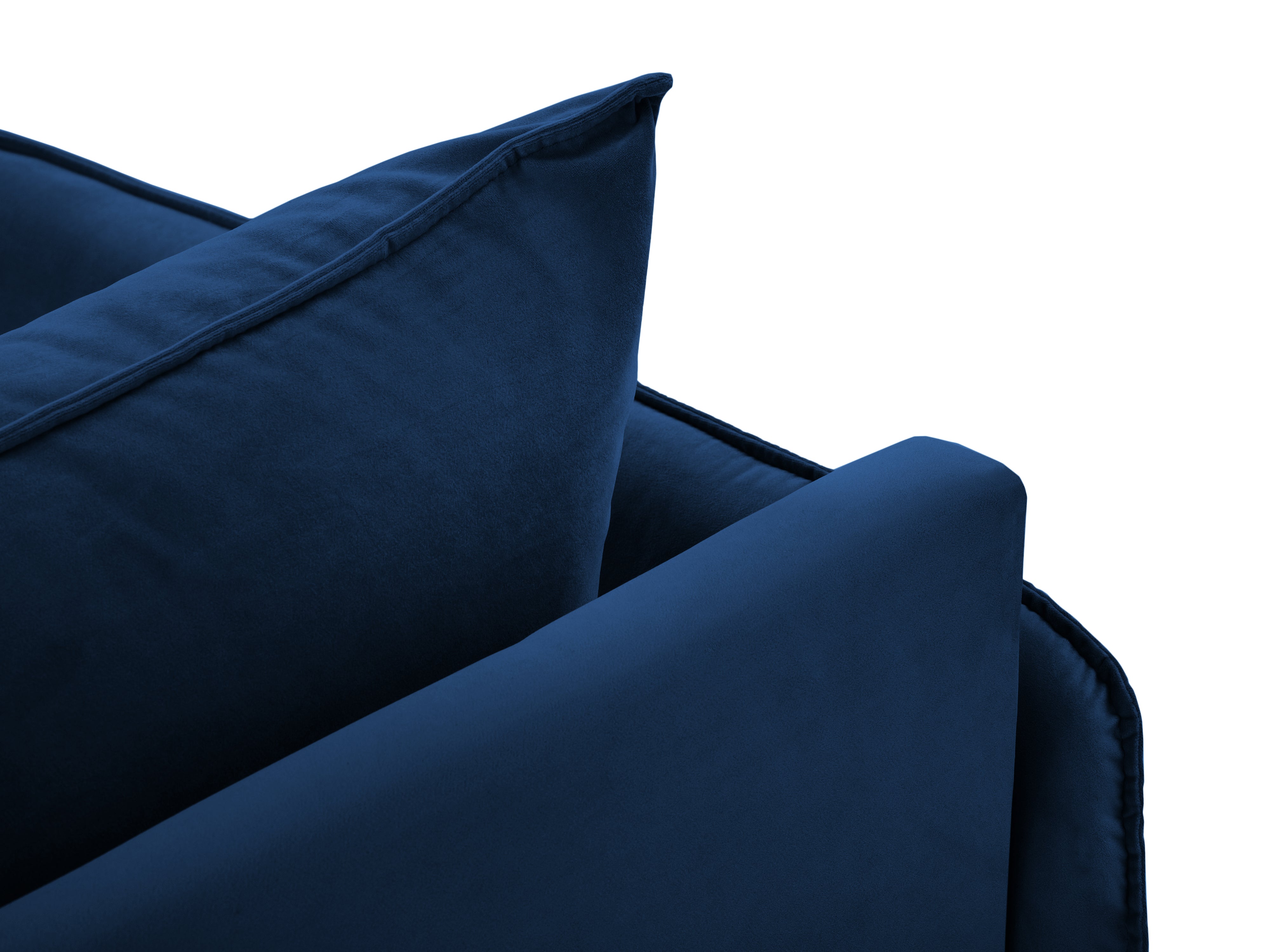 Left-facing velvet chaise longue VIENNA in royal blue with a black base