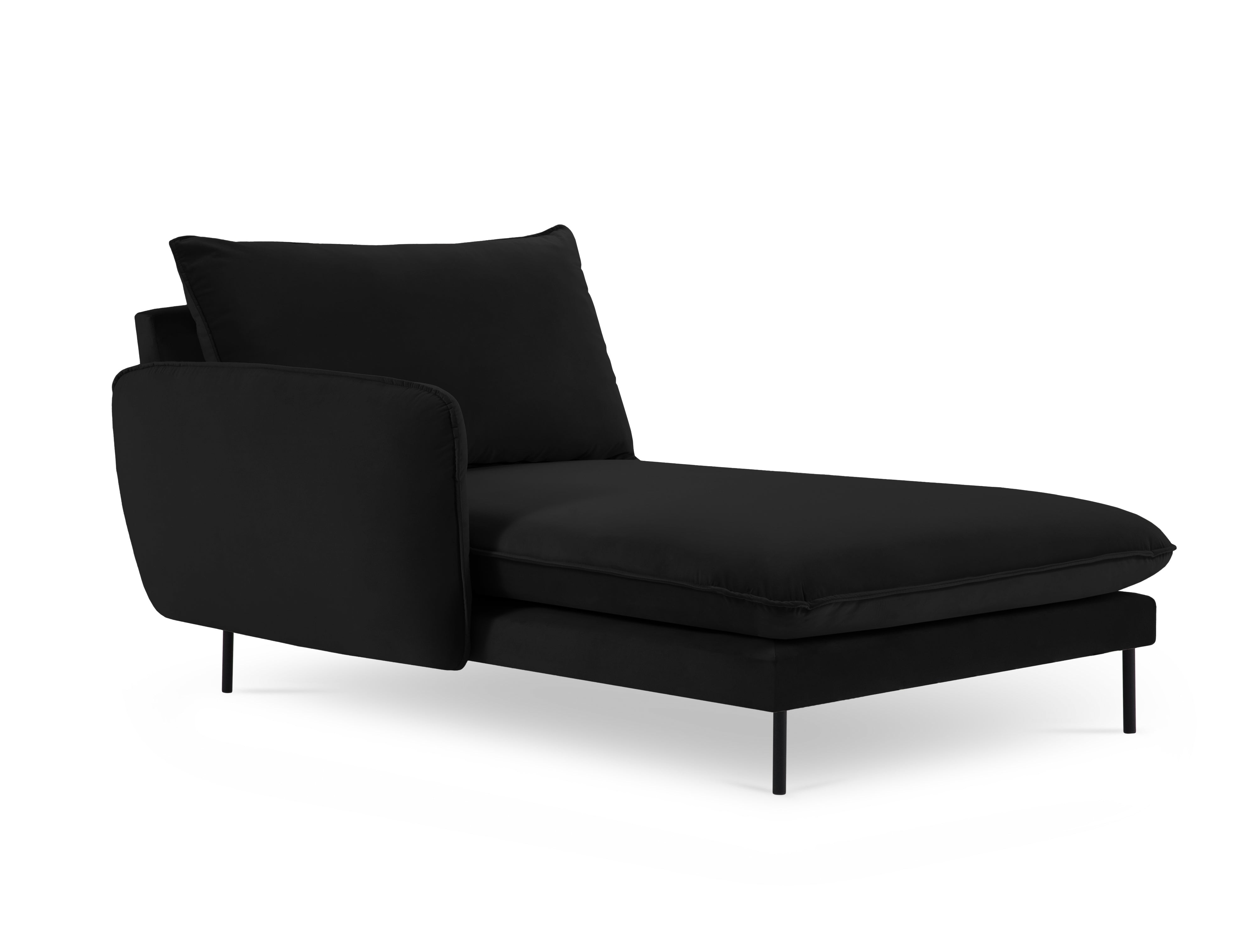 Left-facing velvet chaise longue VIENNA black with black base