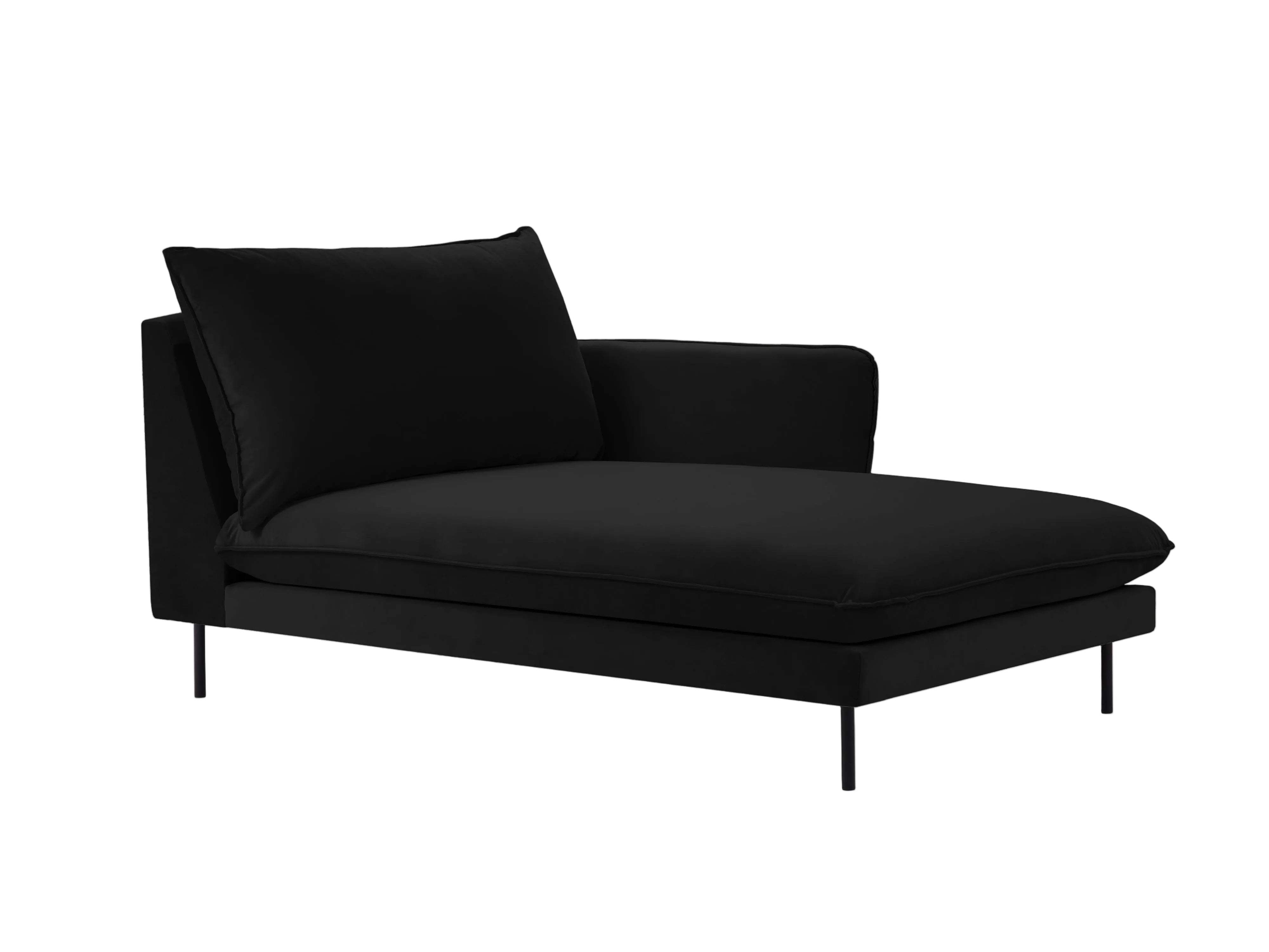 Velvet right-sided chaise longue VIENNA black with black base