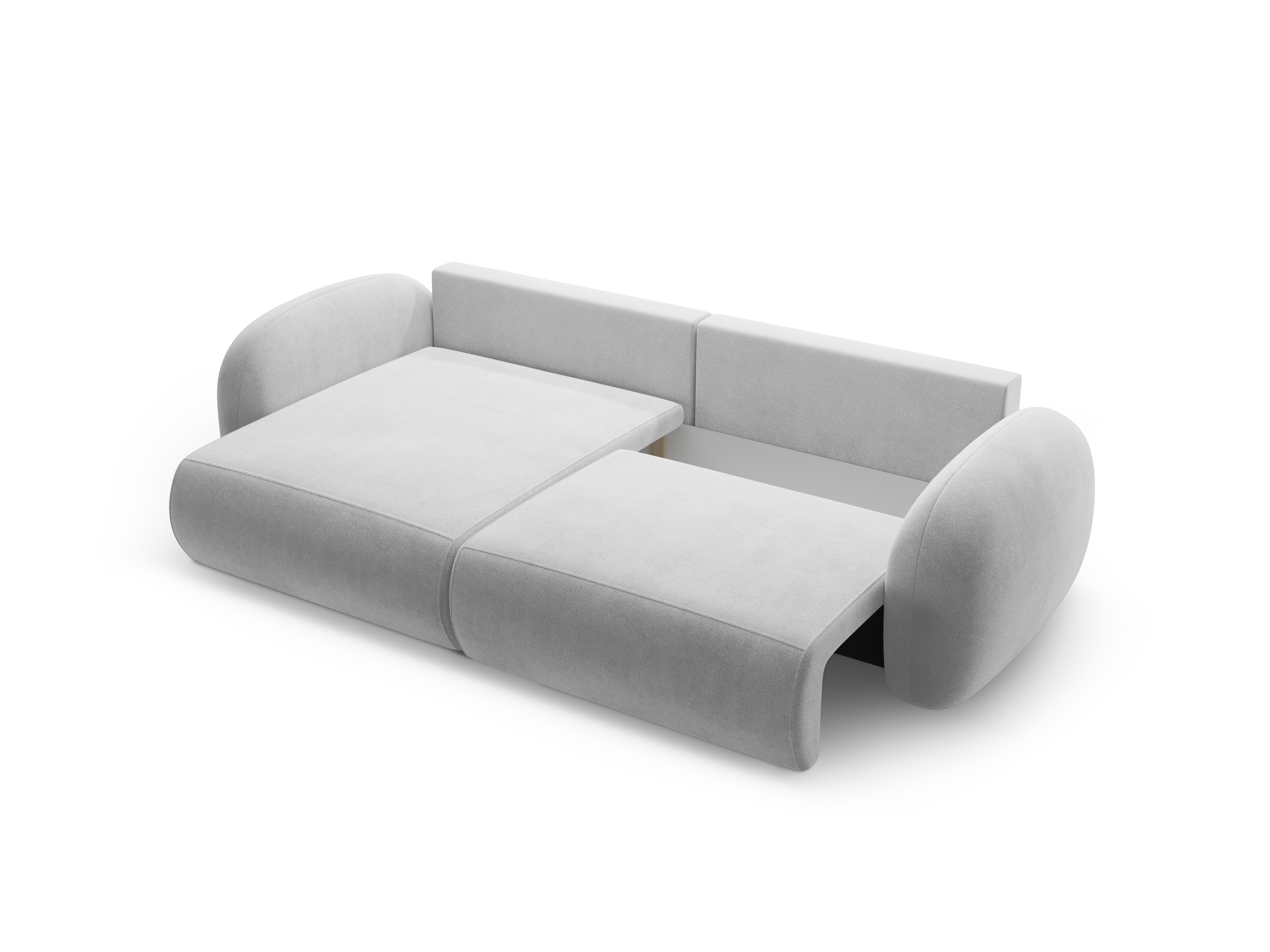 Universal velvet corner sofa with sleeping function for 4 people TONALE light gray