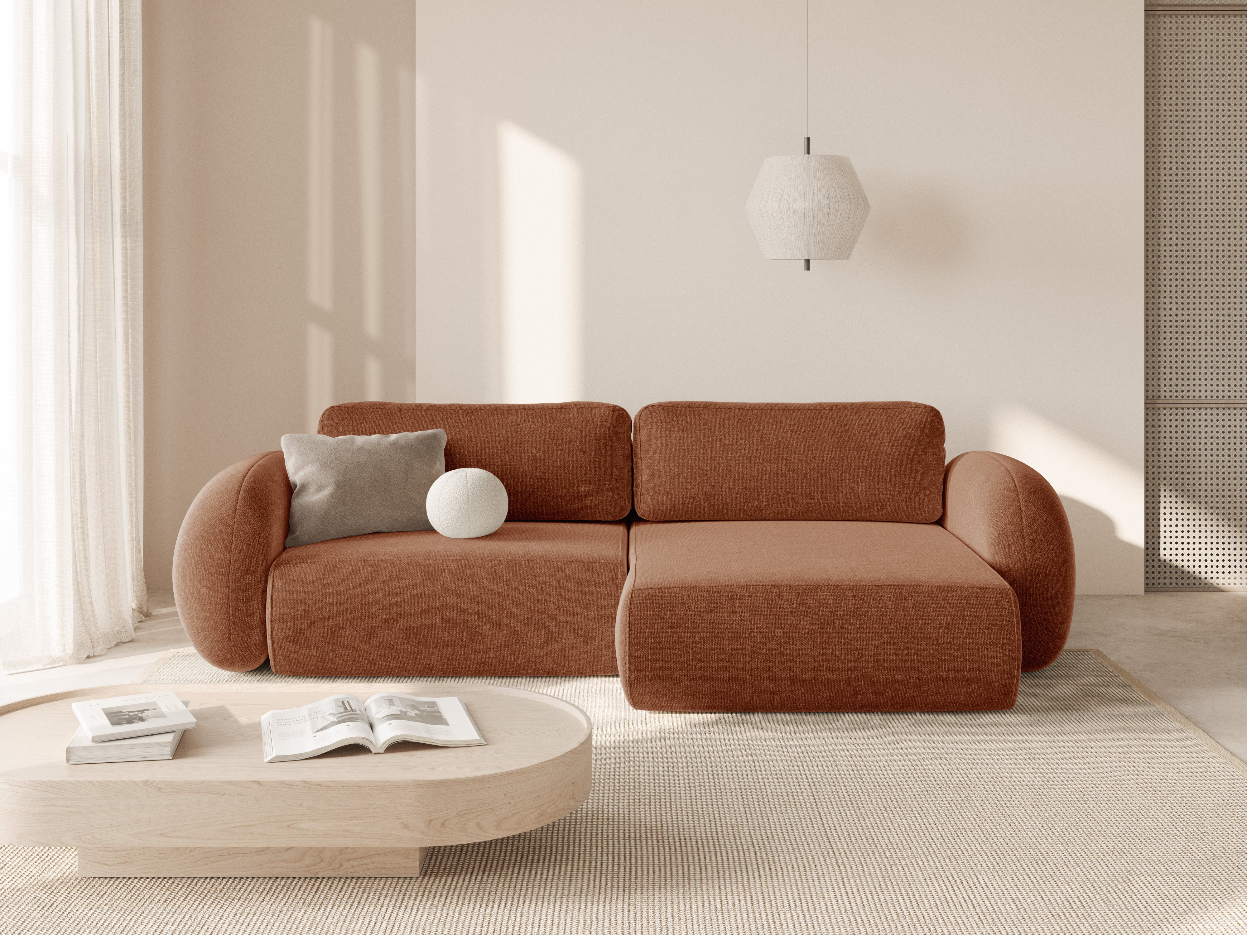 Universal corner sofa with sleeping function for 4 people TONALE brick