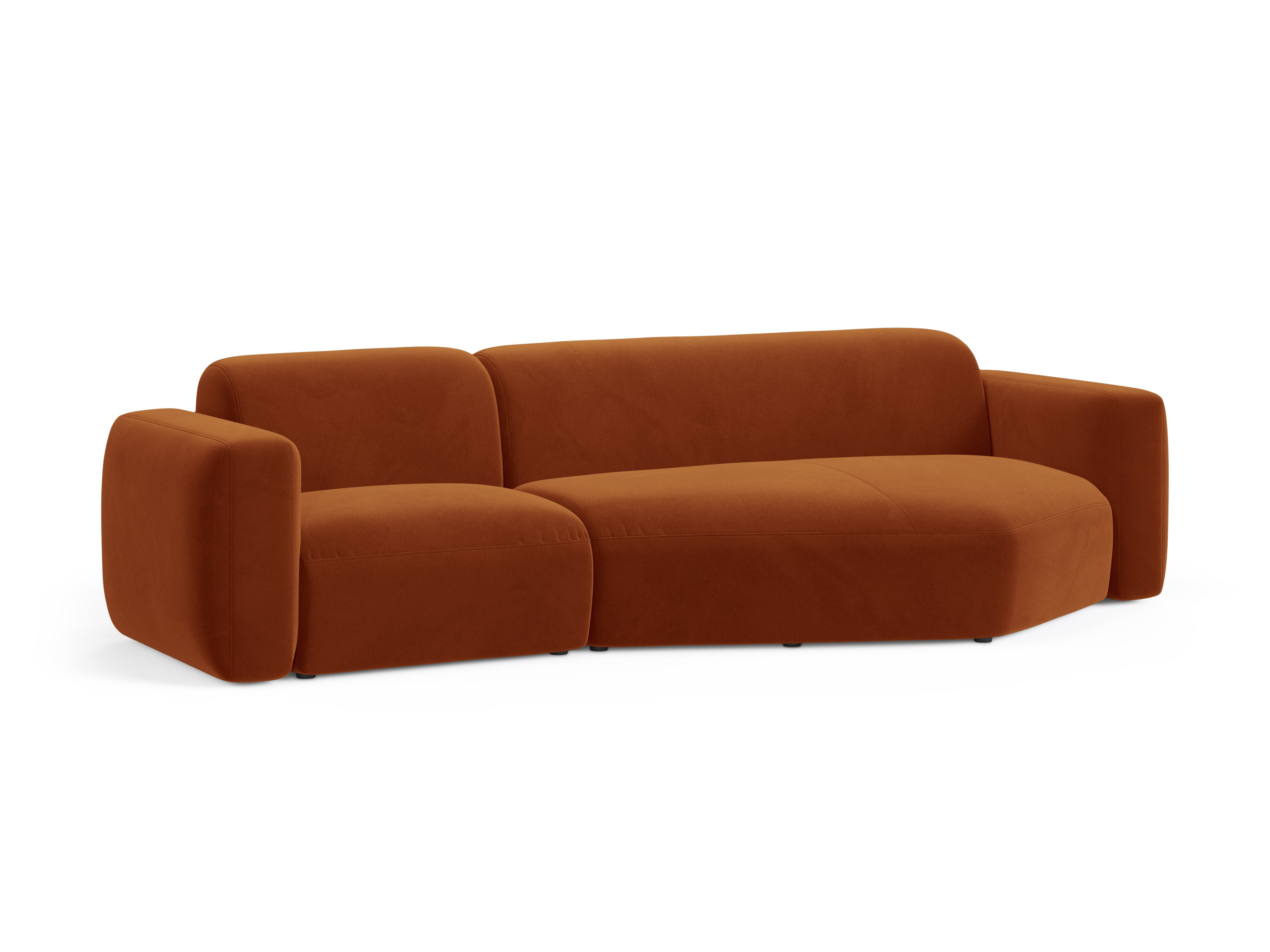 Left-facing velvet corner sofa STRINO terracotta