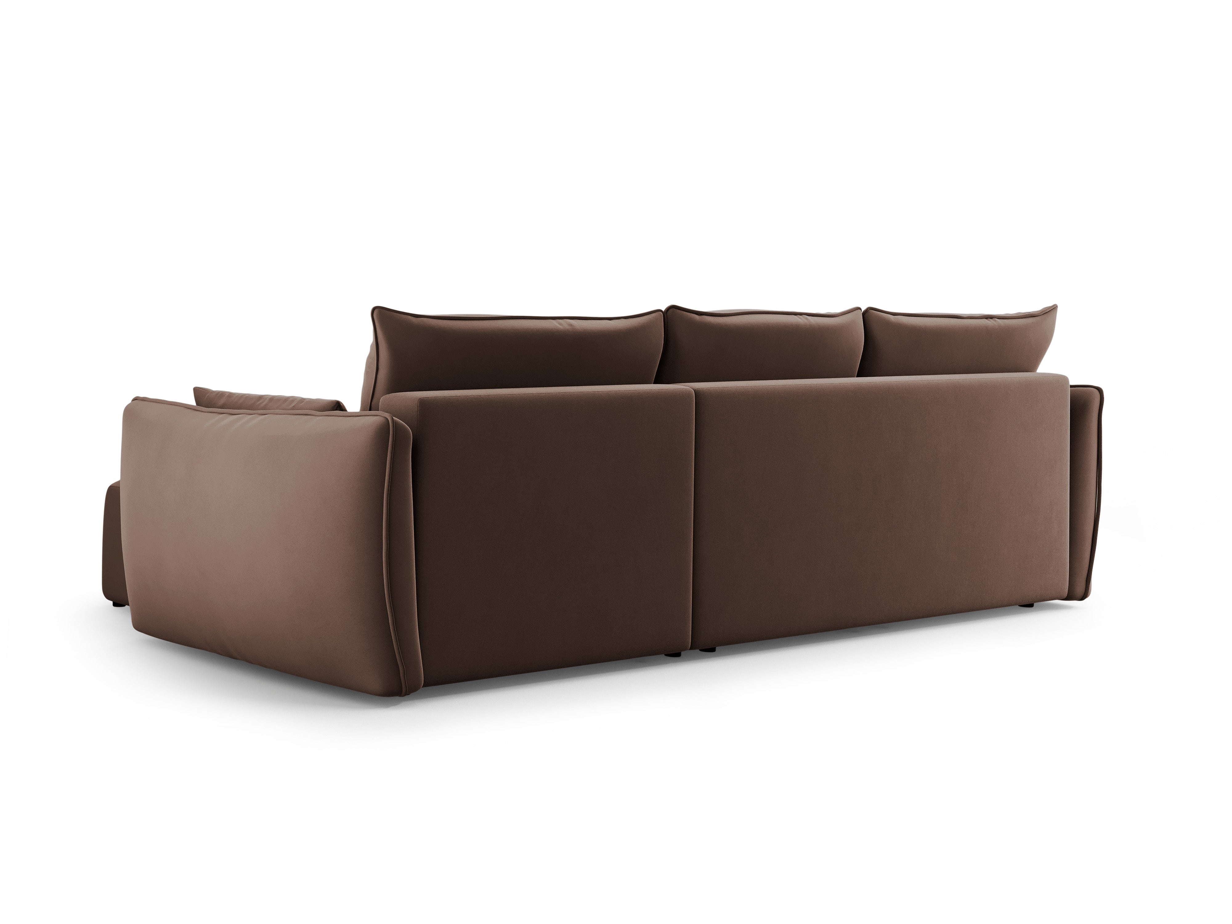 Sametový rohový gauč ľavostranný s funkciou spania MATERA čokoládový