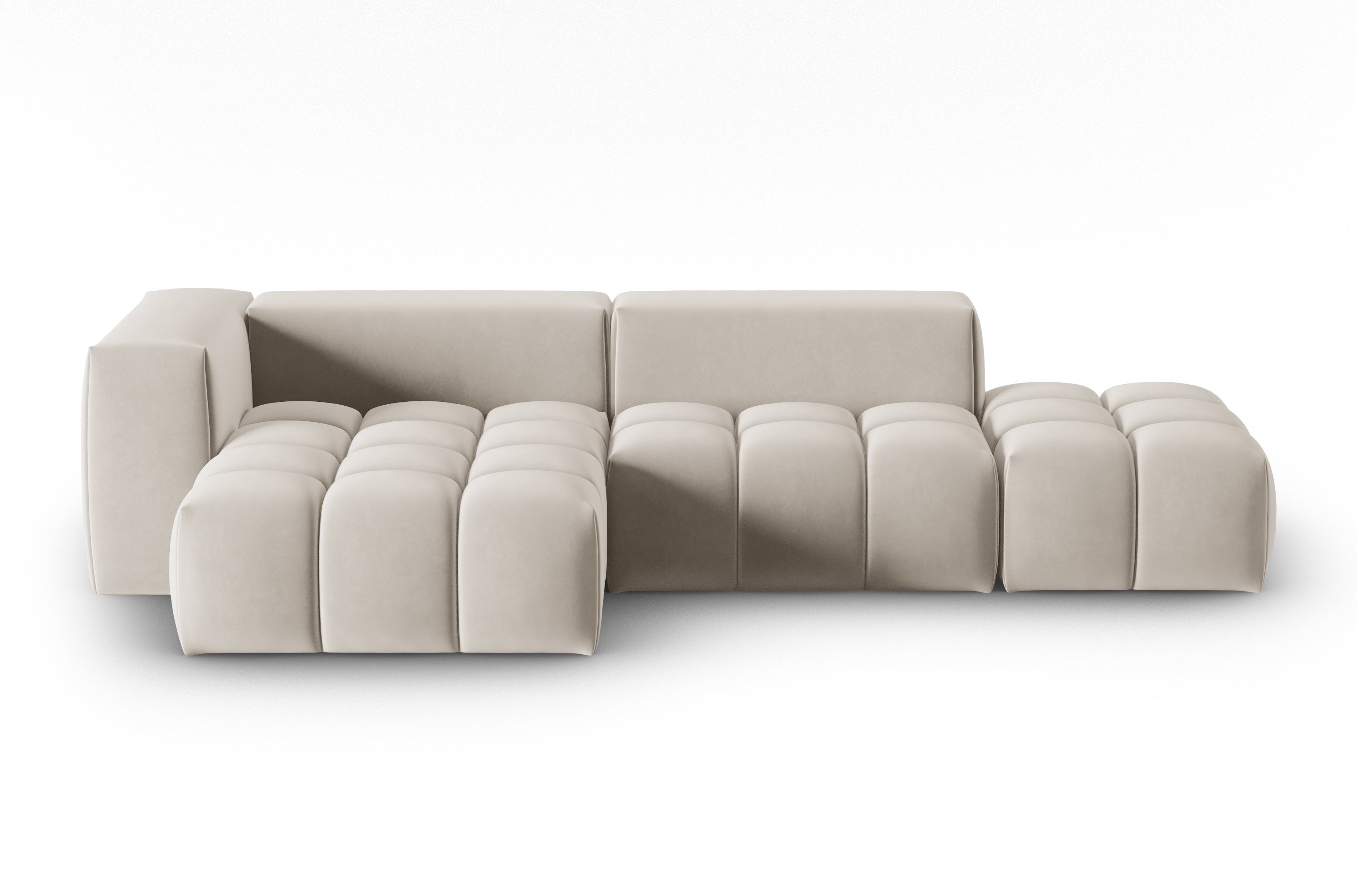 Open left-facing 4-seater velvet corner sofa VERONA ecru