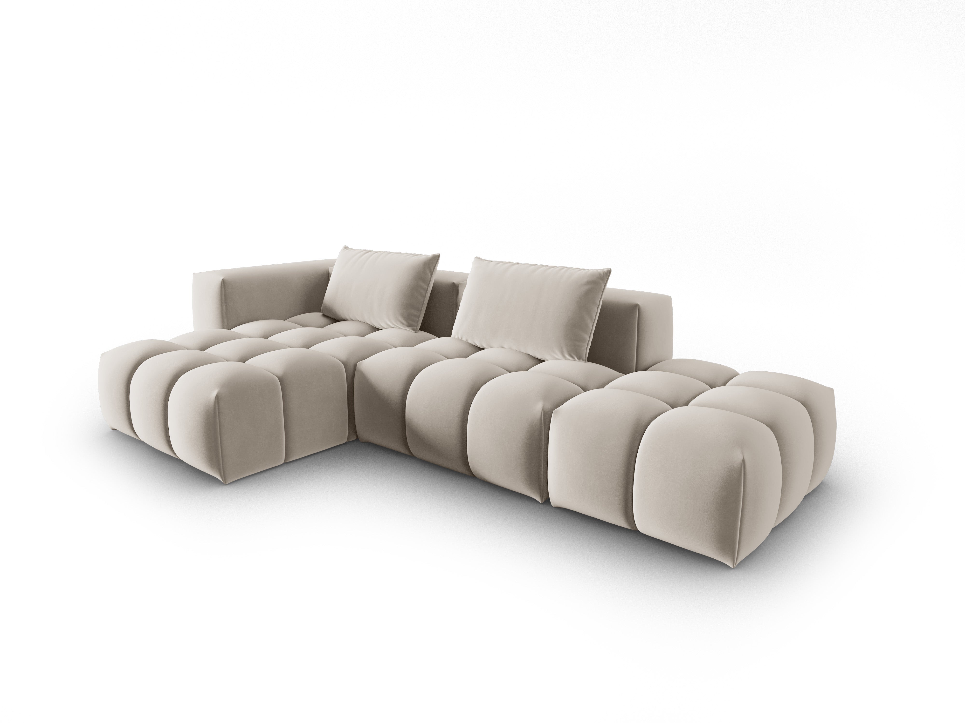 Open left-facing 4-seater velvet corner sofa VERONA ecru