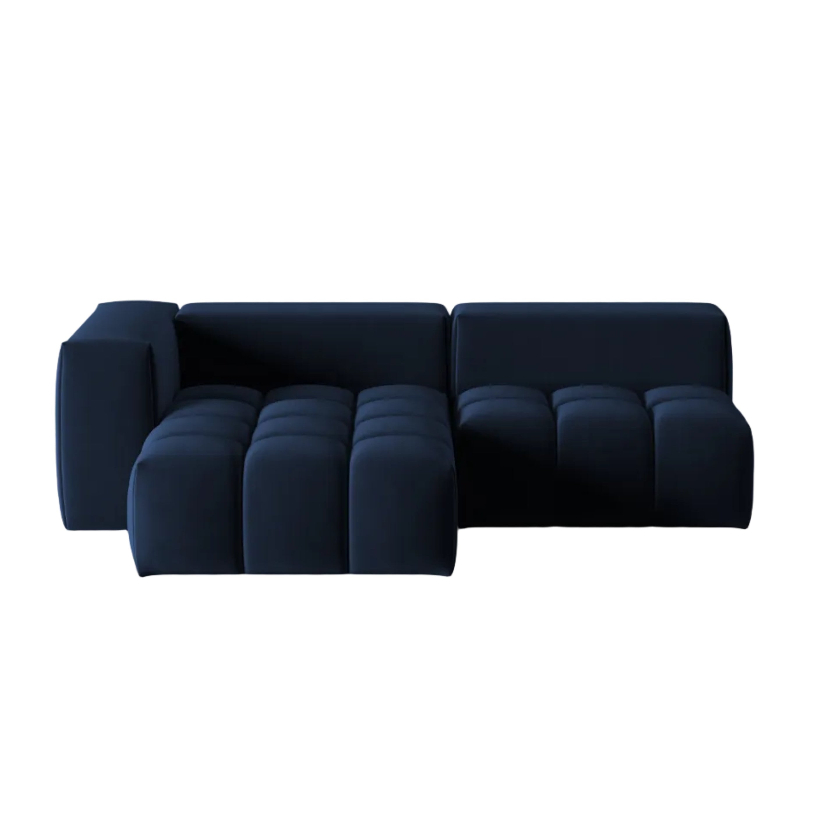 Velvet Corner Sofa for 3 People, Left-Open, VERONA, Royal Blue