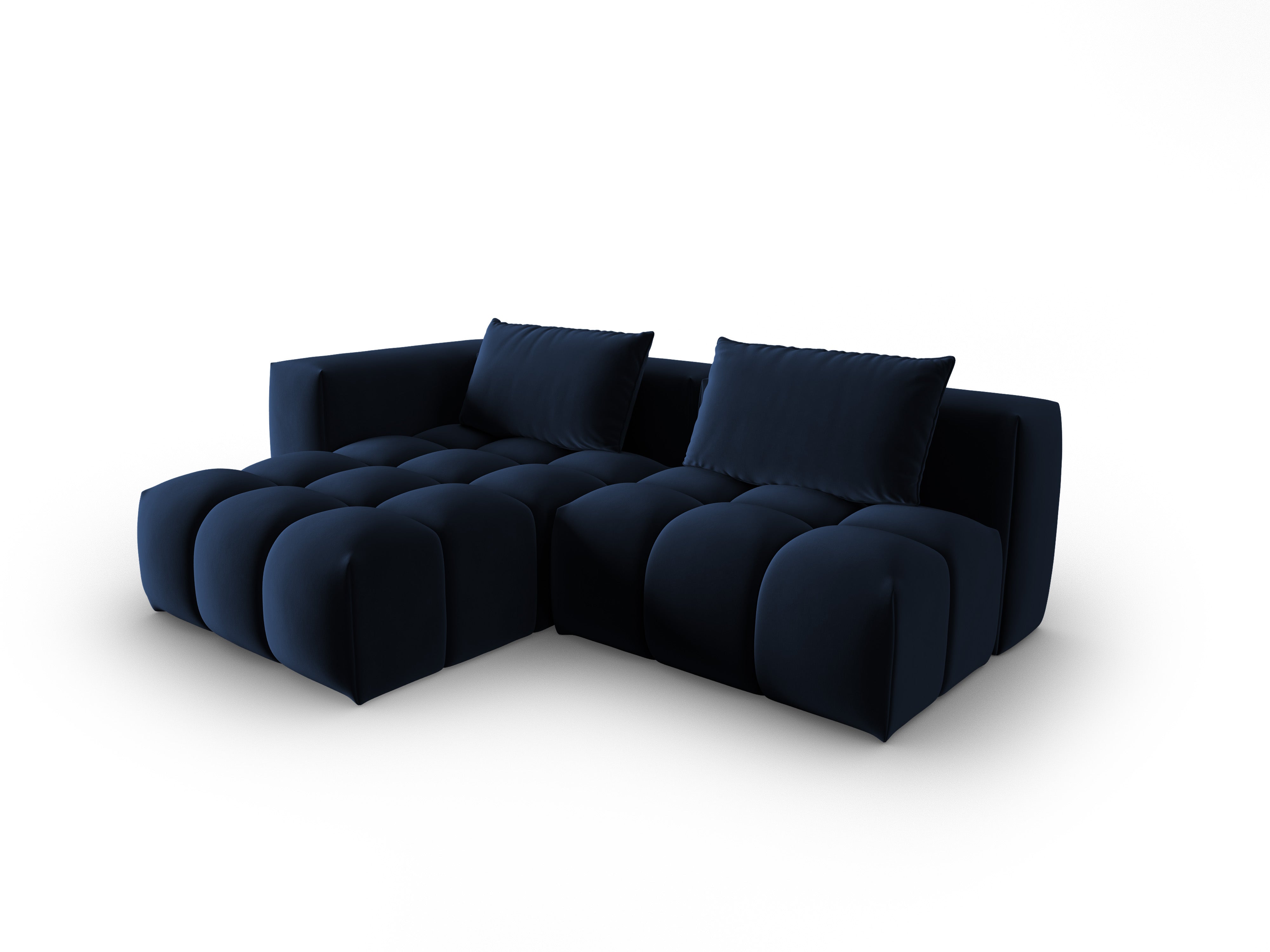 Velvet Corner Sofa for 3 People, Left-Open, VERONA, Royal Blue