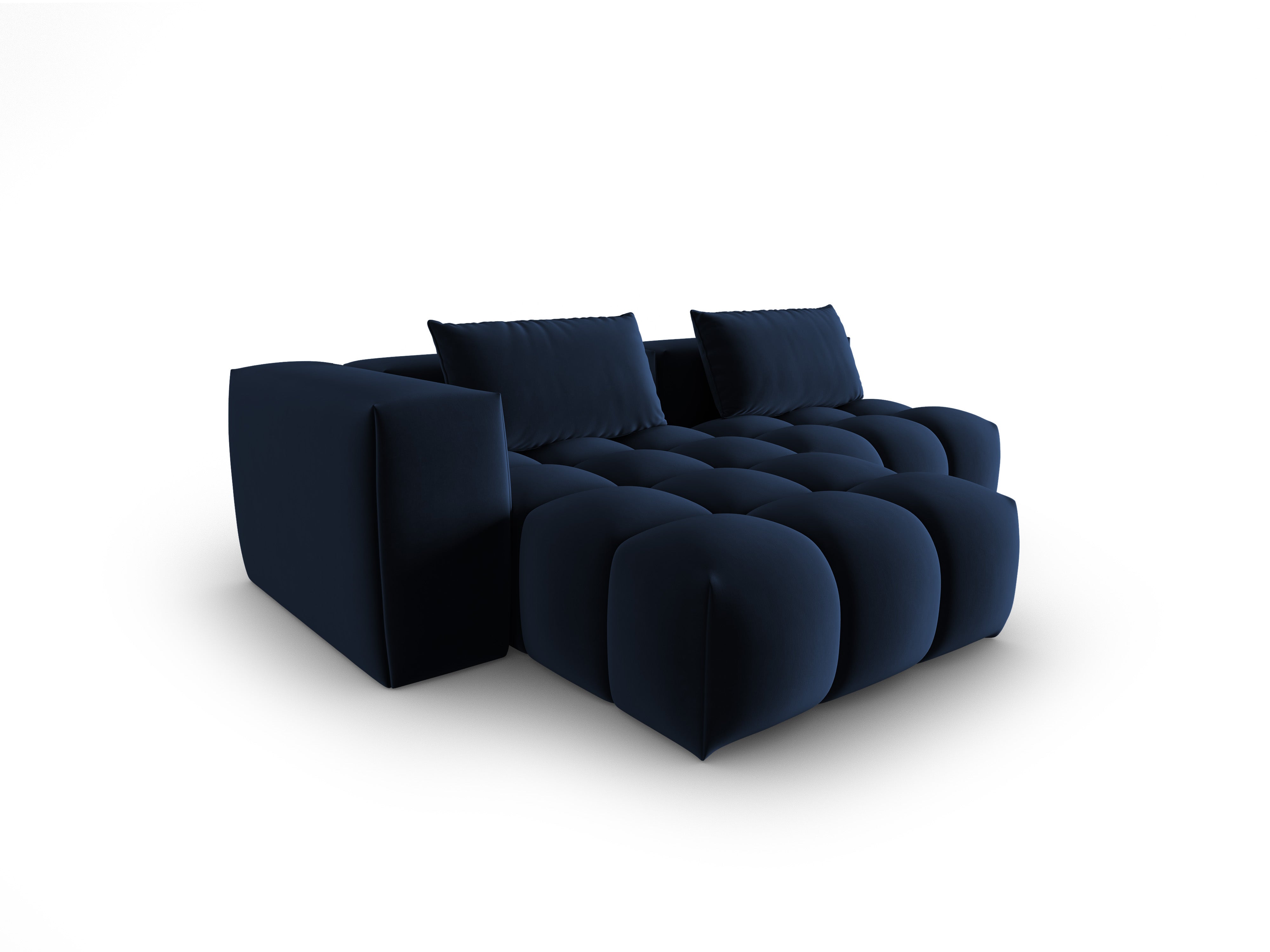 Velvet Corner Sofa for 3 People, Left-Open, VERONA, Royal Blue