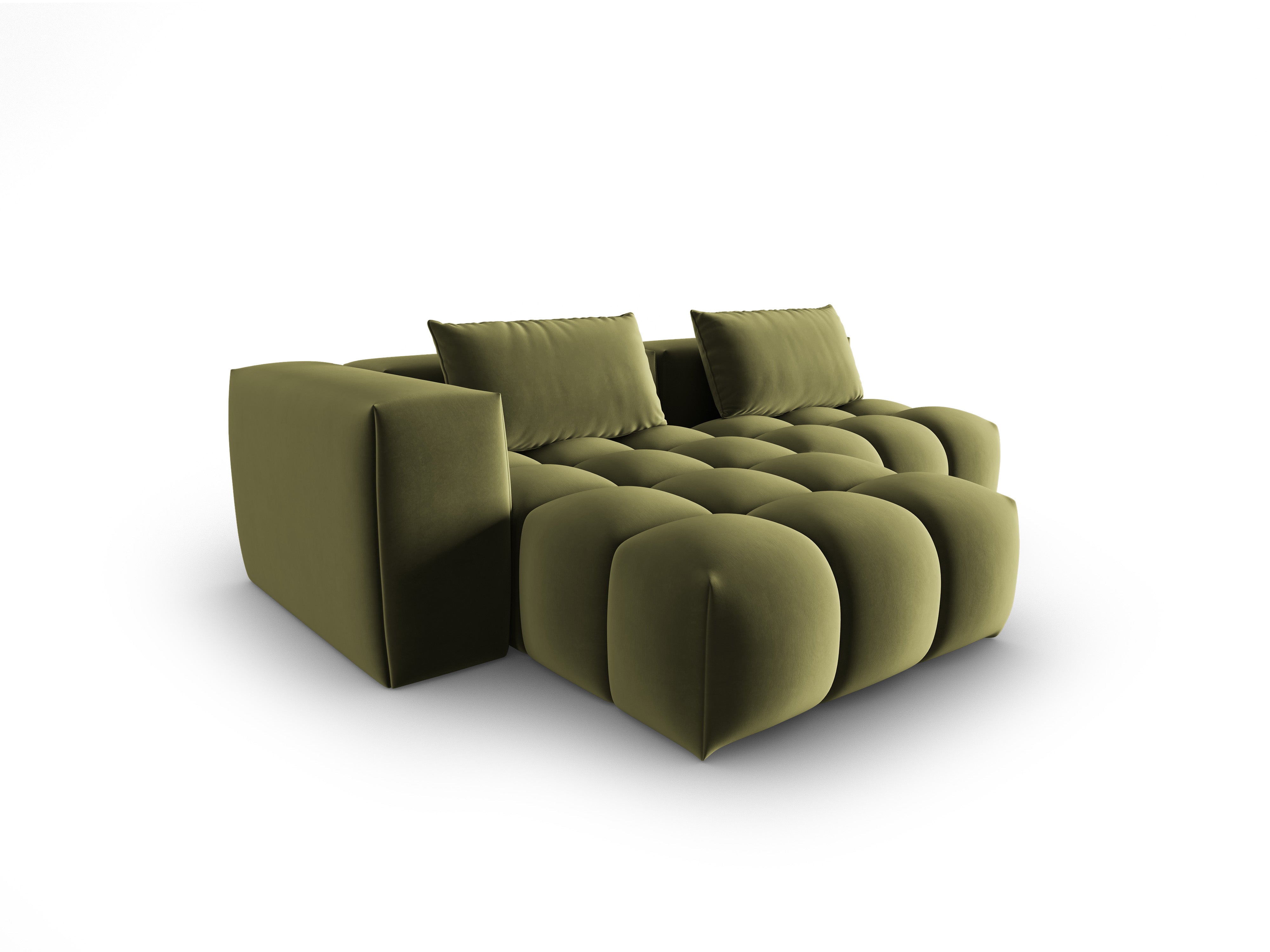 Velvet Corner Sofa for 3 People, Left-Open, VERONA, Light Green