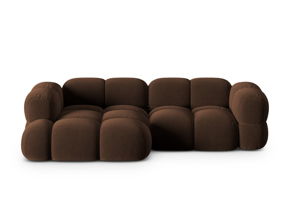 Left-facing 3-seater velvet corner sofa LORETTO chocolate