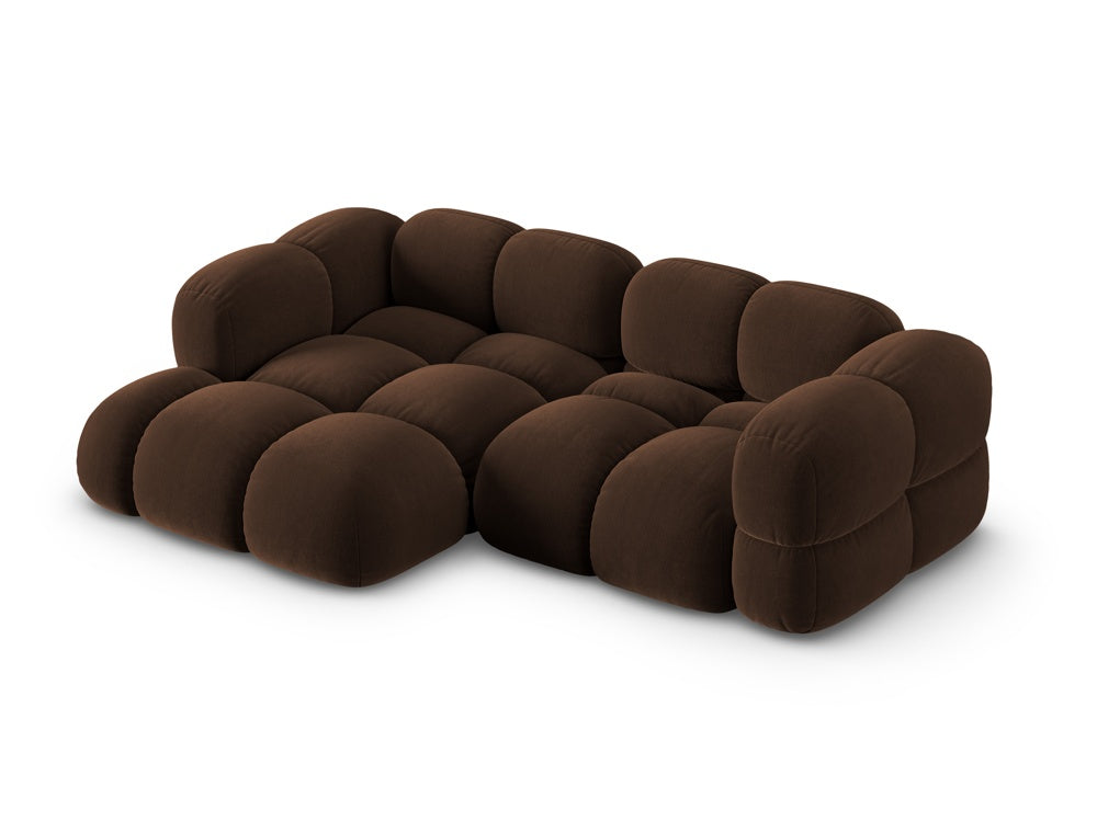 Left-facing 3-seater velvet corner sofa LORETTO chocolate
