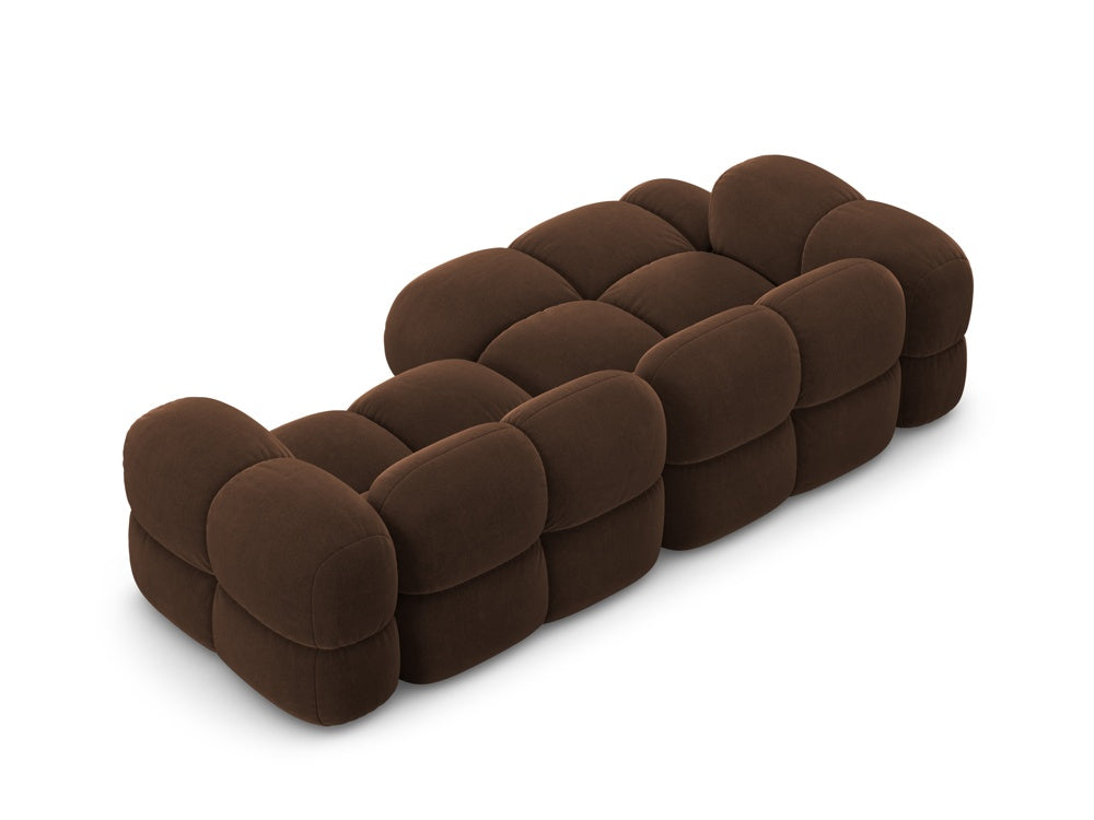 Left-facing 3-seater velvet corner sofa LORETTO chocolate