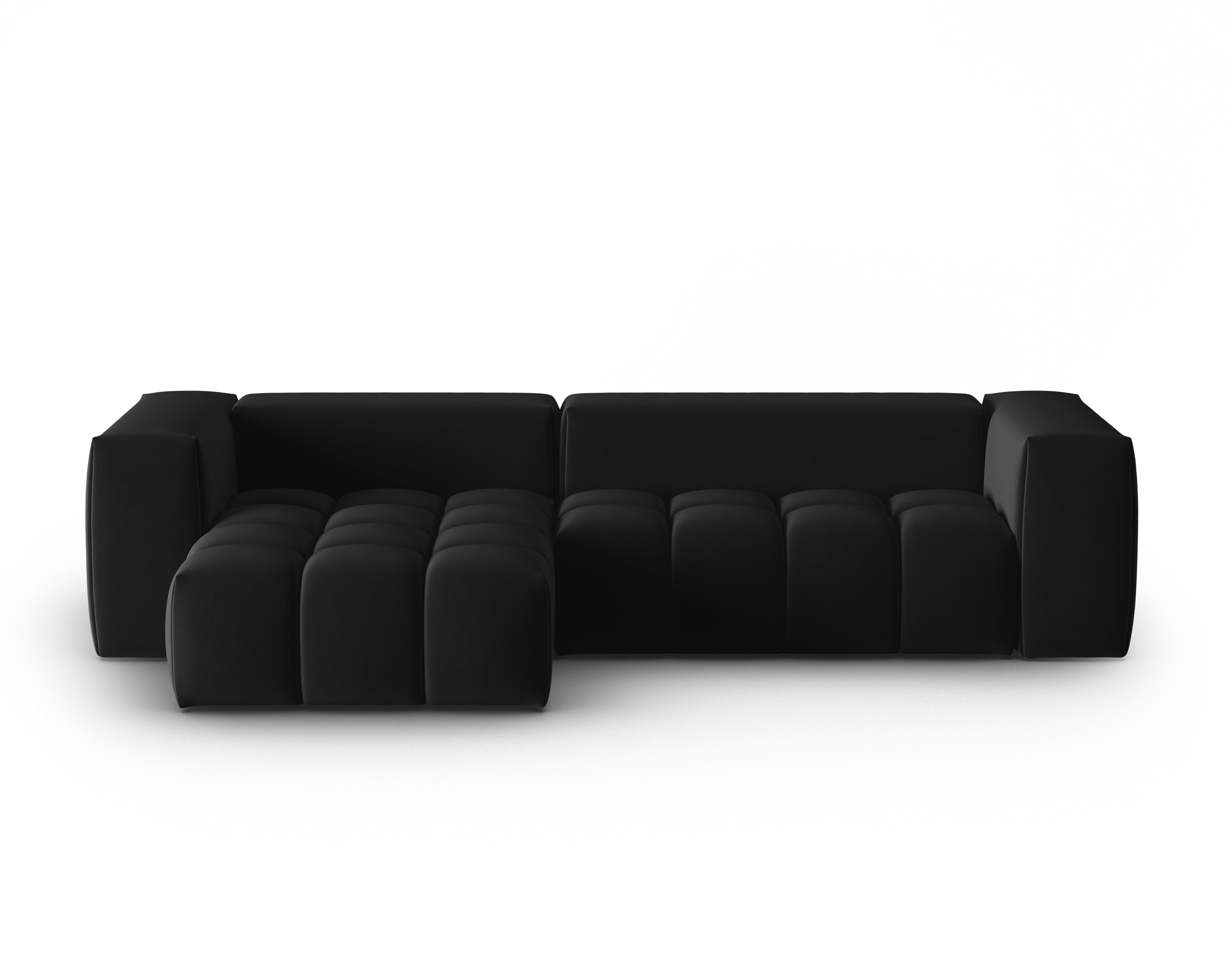 Velvet Corner Sofa for 3 People Left Side VERONA Black