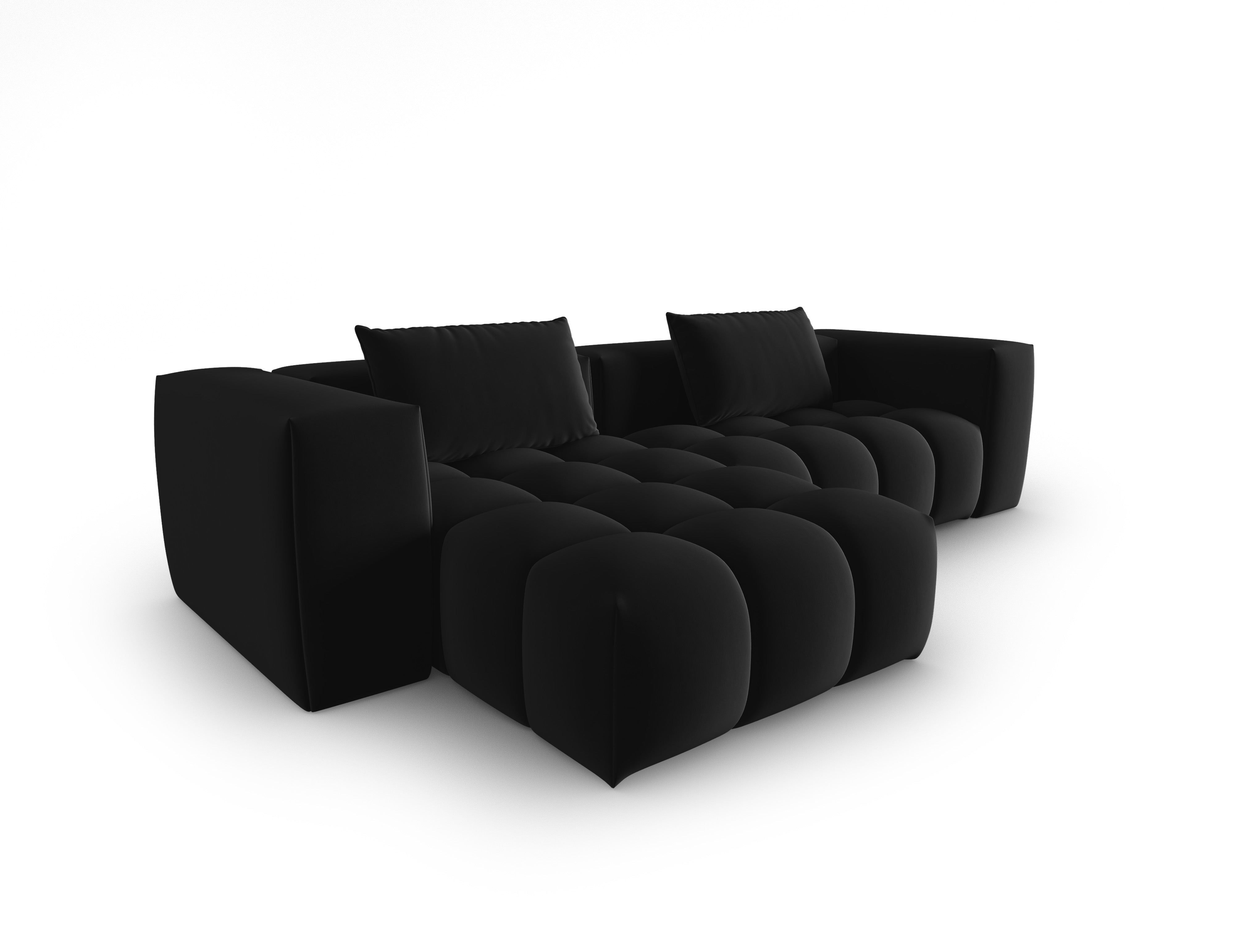 Velvet Corner Sofa for 3 People Left Side VERONA Black