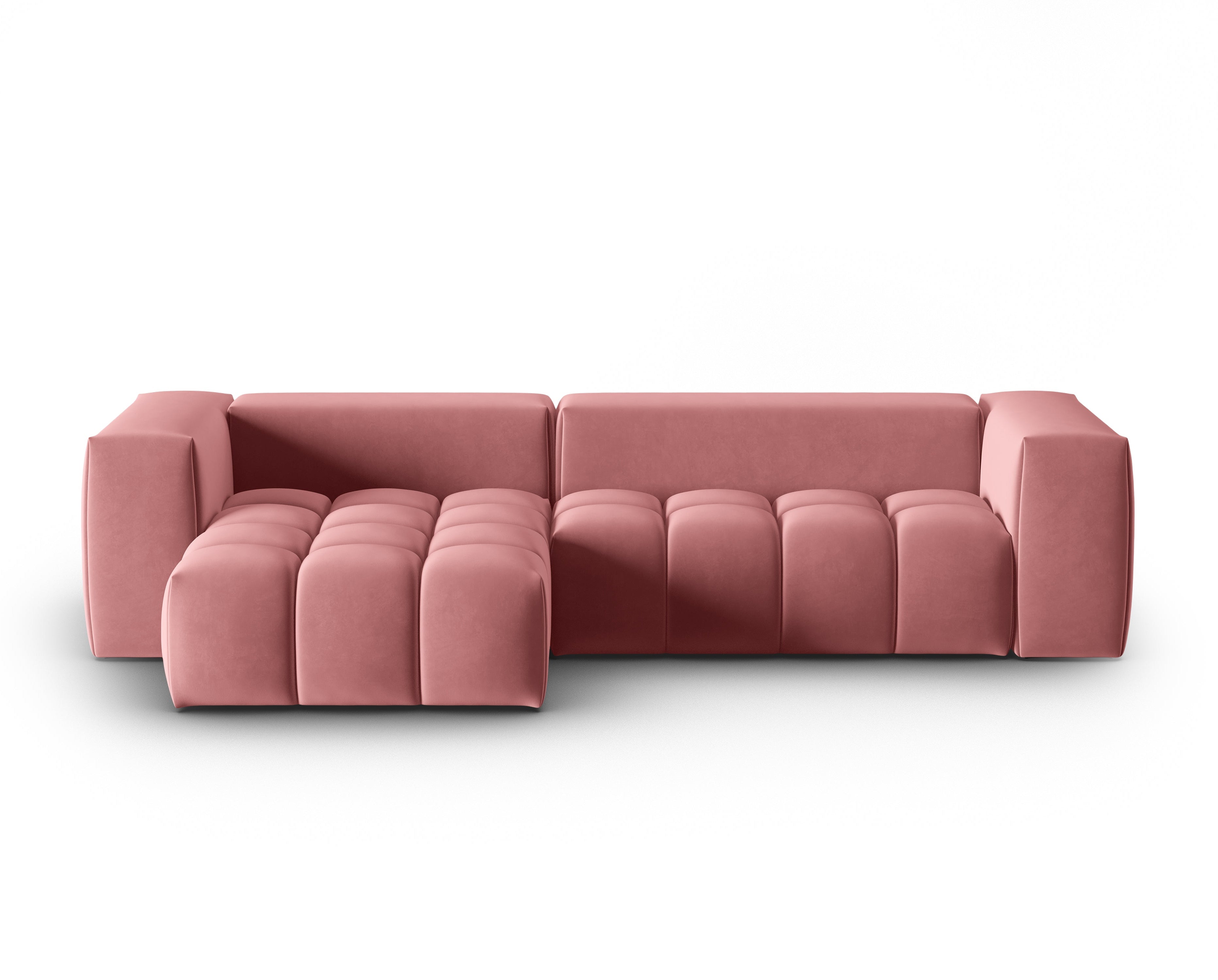 Velvet Corner Sofa for 3 People Left Side VERONA Flamingo Pink