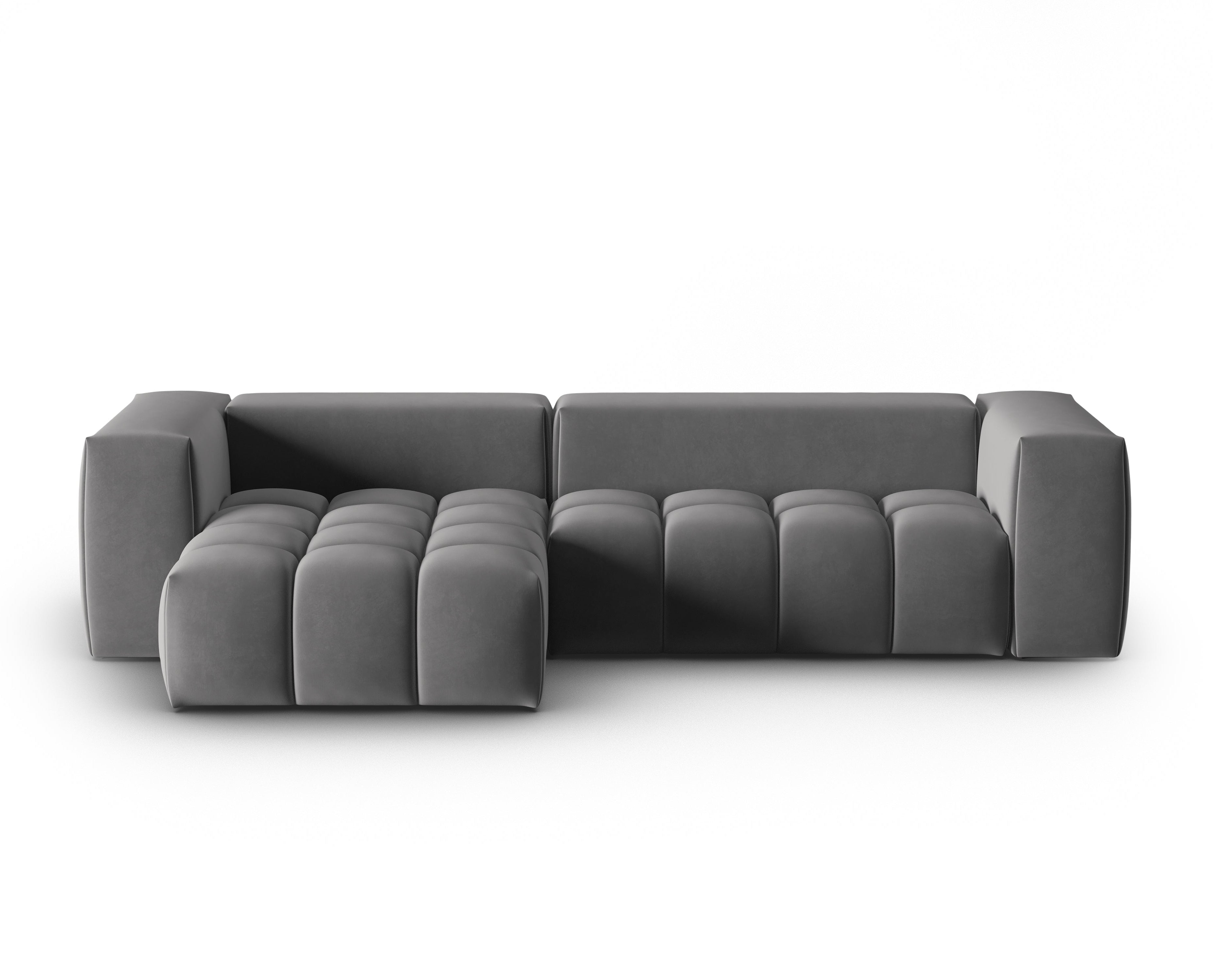 Velvet Corner Sofa for 3 People Left Side VERONA Gray