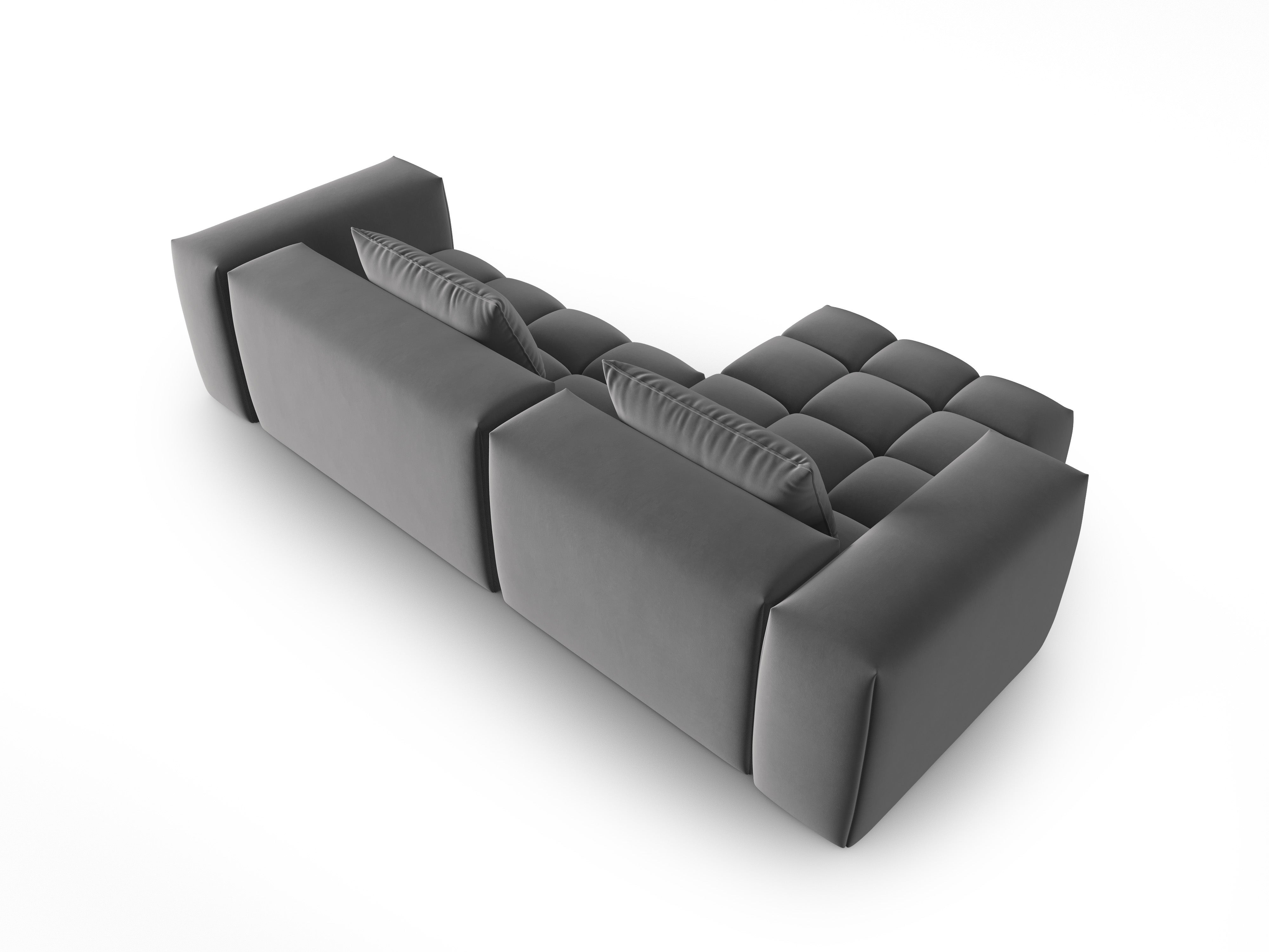 Velvet Corner Sofa for 3 People Left Side VERONA Gray