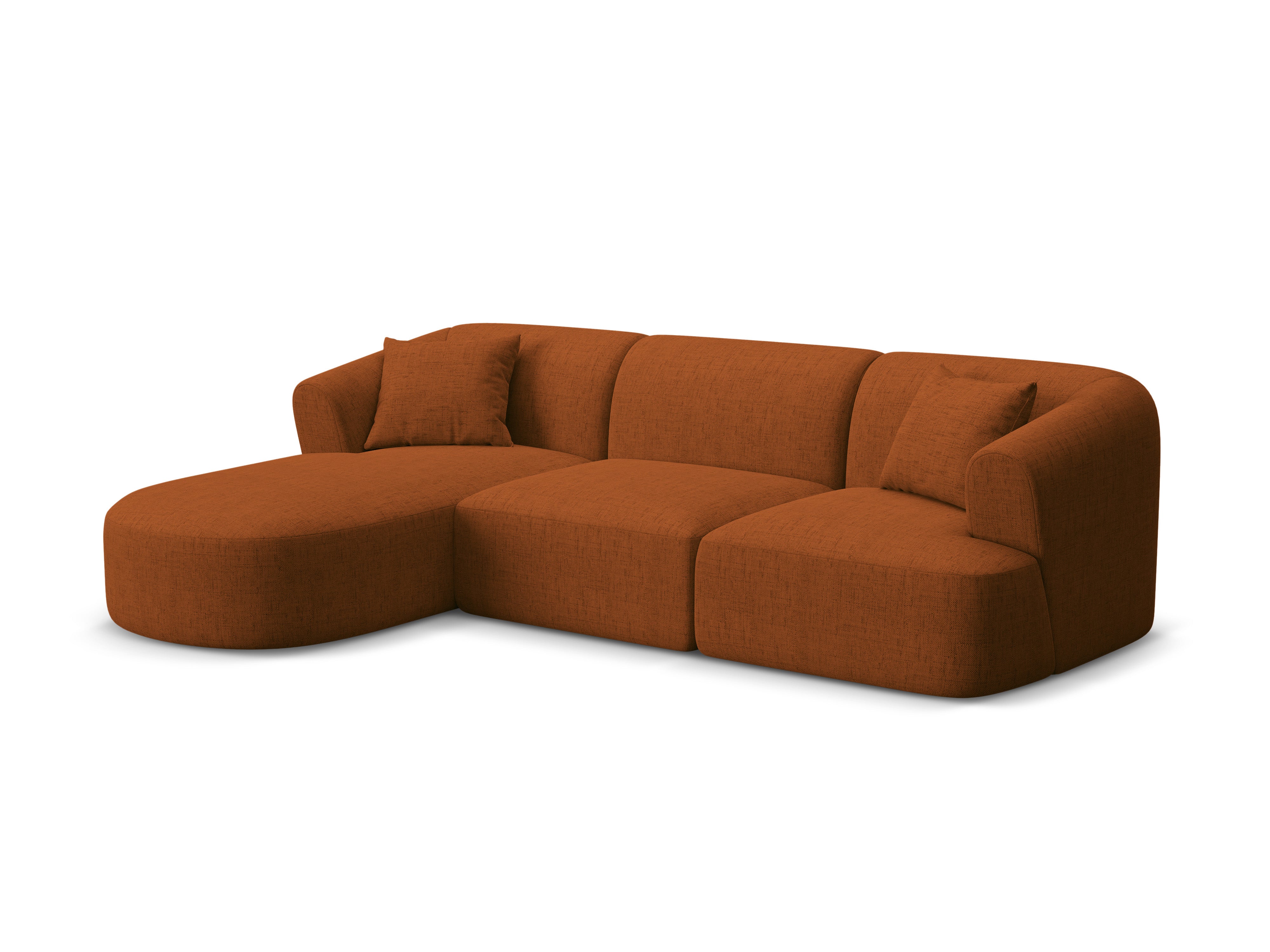 Left-sided 4-seater sofa CAMPI brick chenille