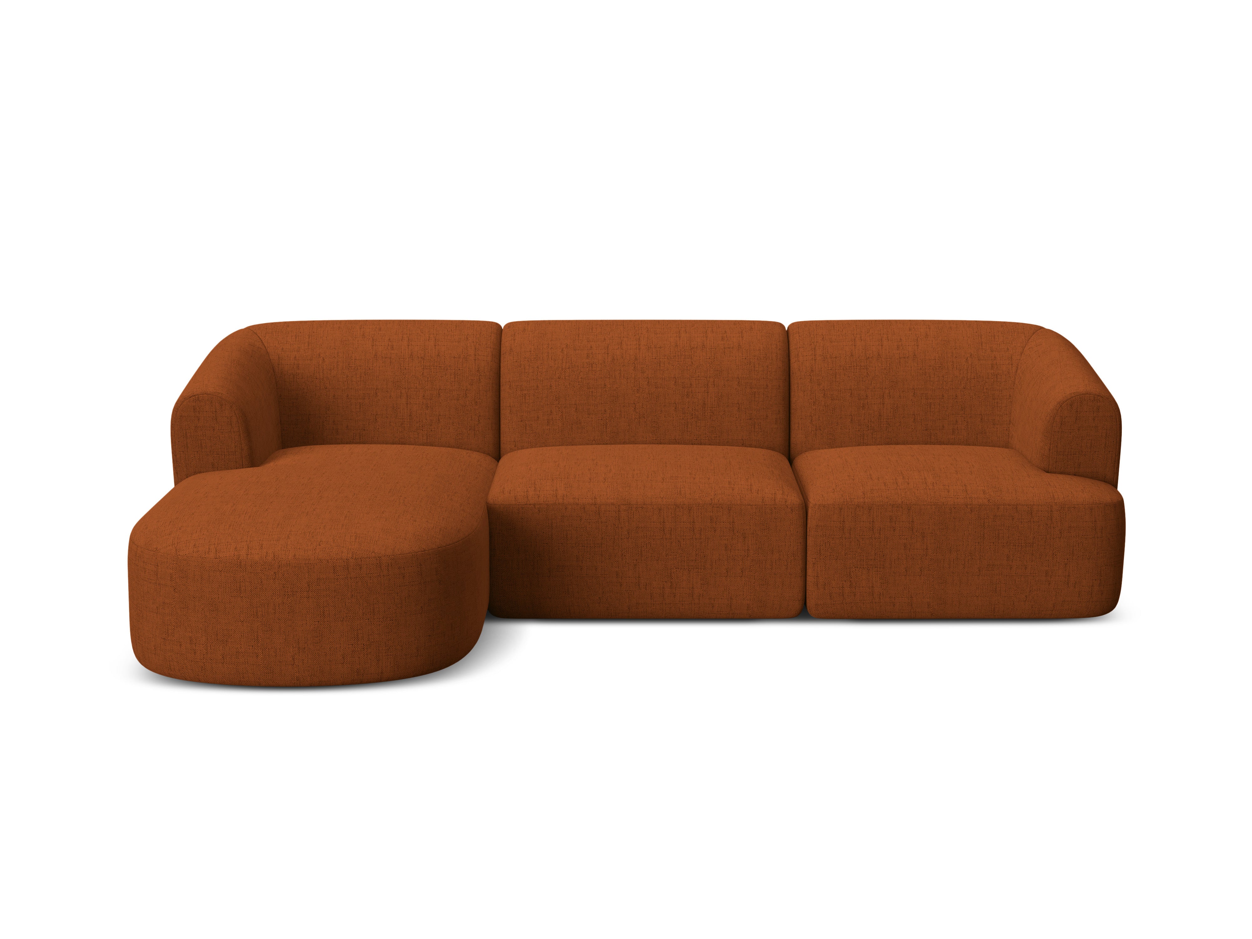 Left-sided 4-seater sofa CAMPI brick chenille