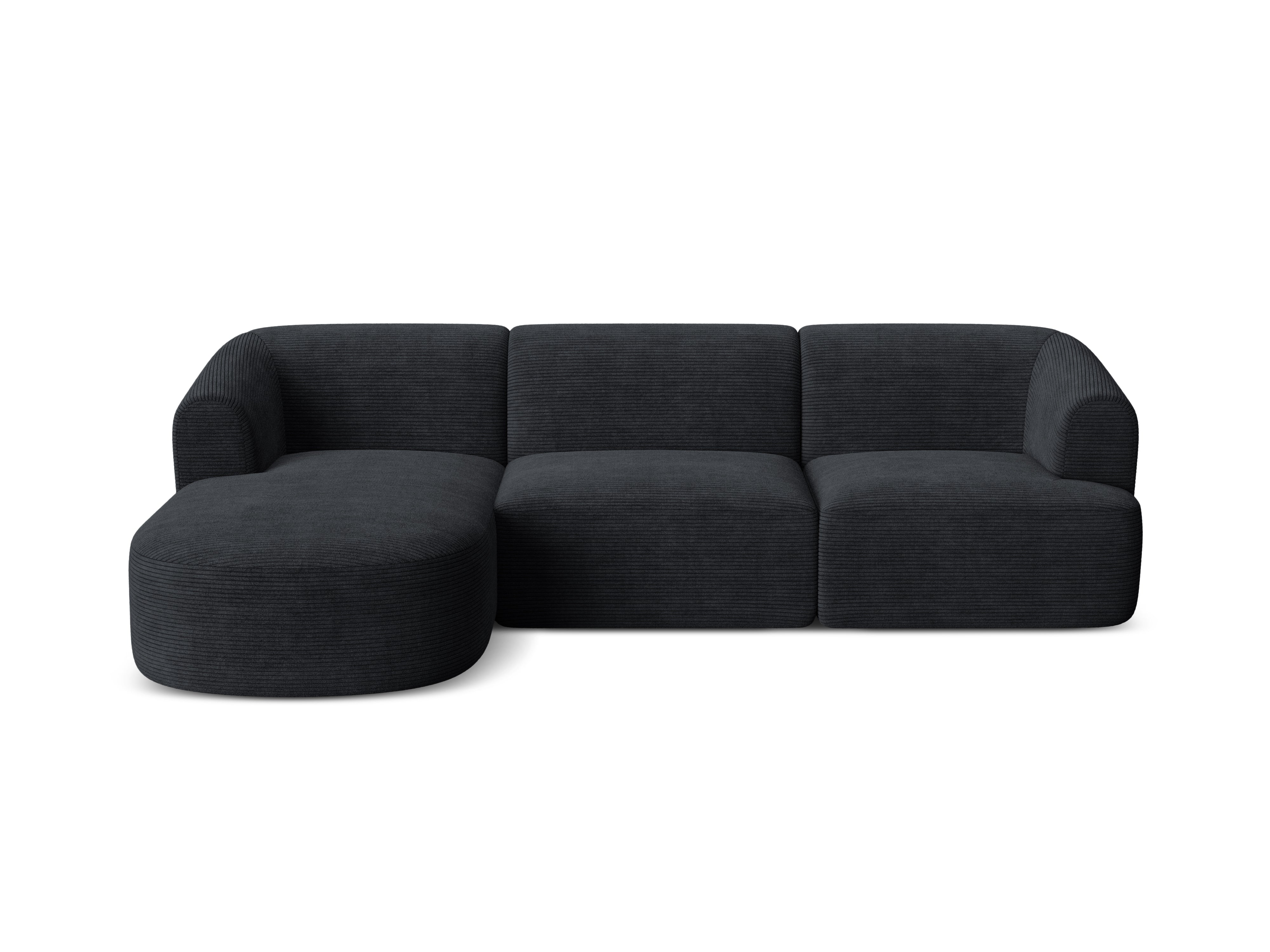 Left-sided 4-seater sofa CAMPI black corduroy