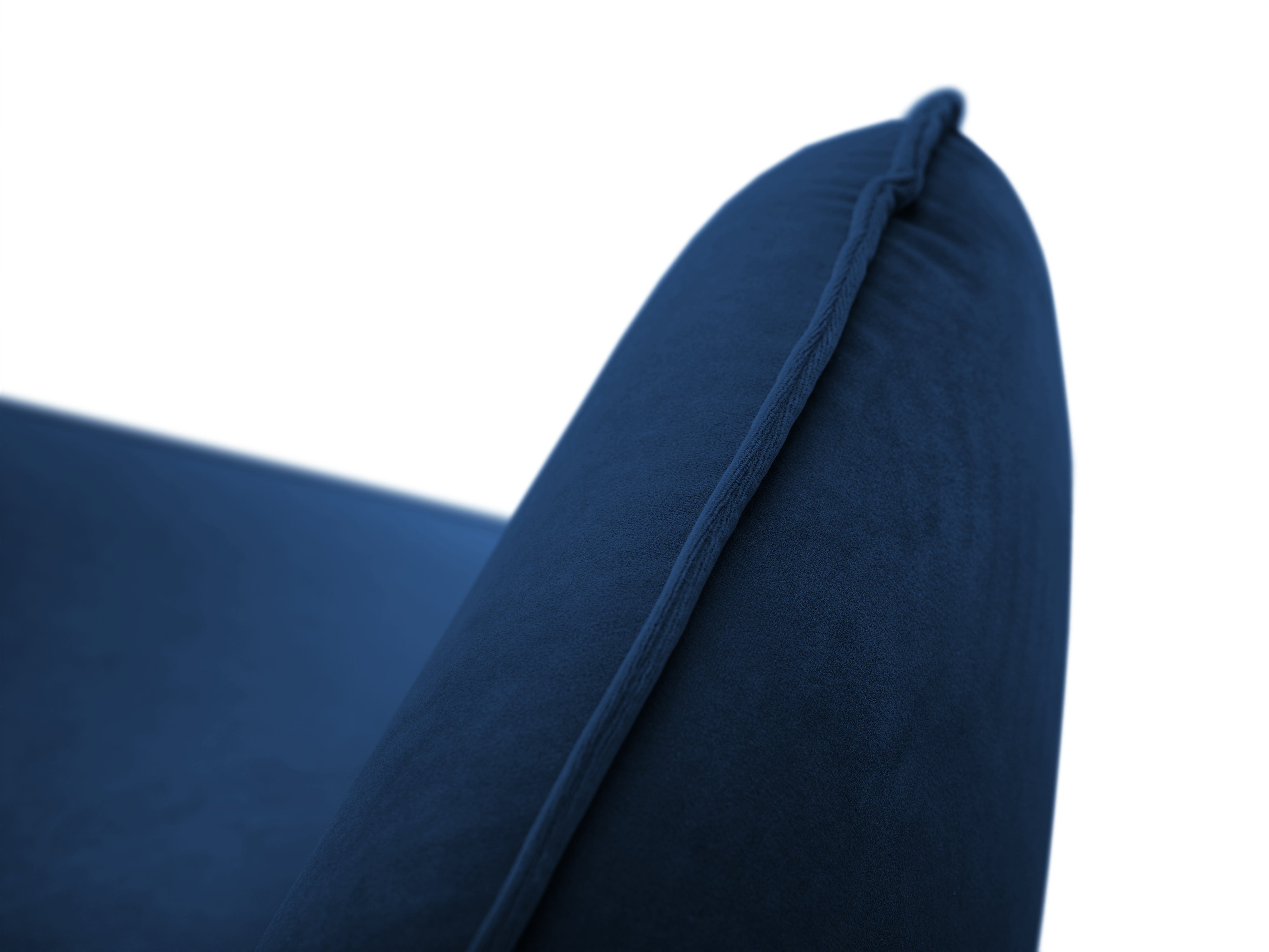 Left-facing velvet corner sofa for 5 people VIENNA in royal blue with a gold base
