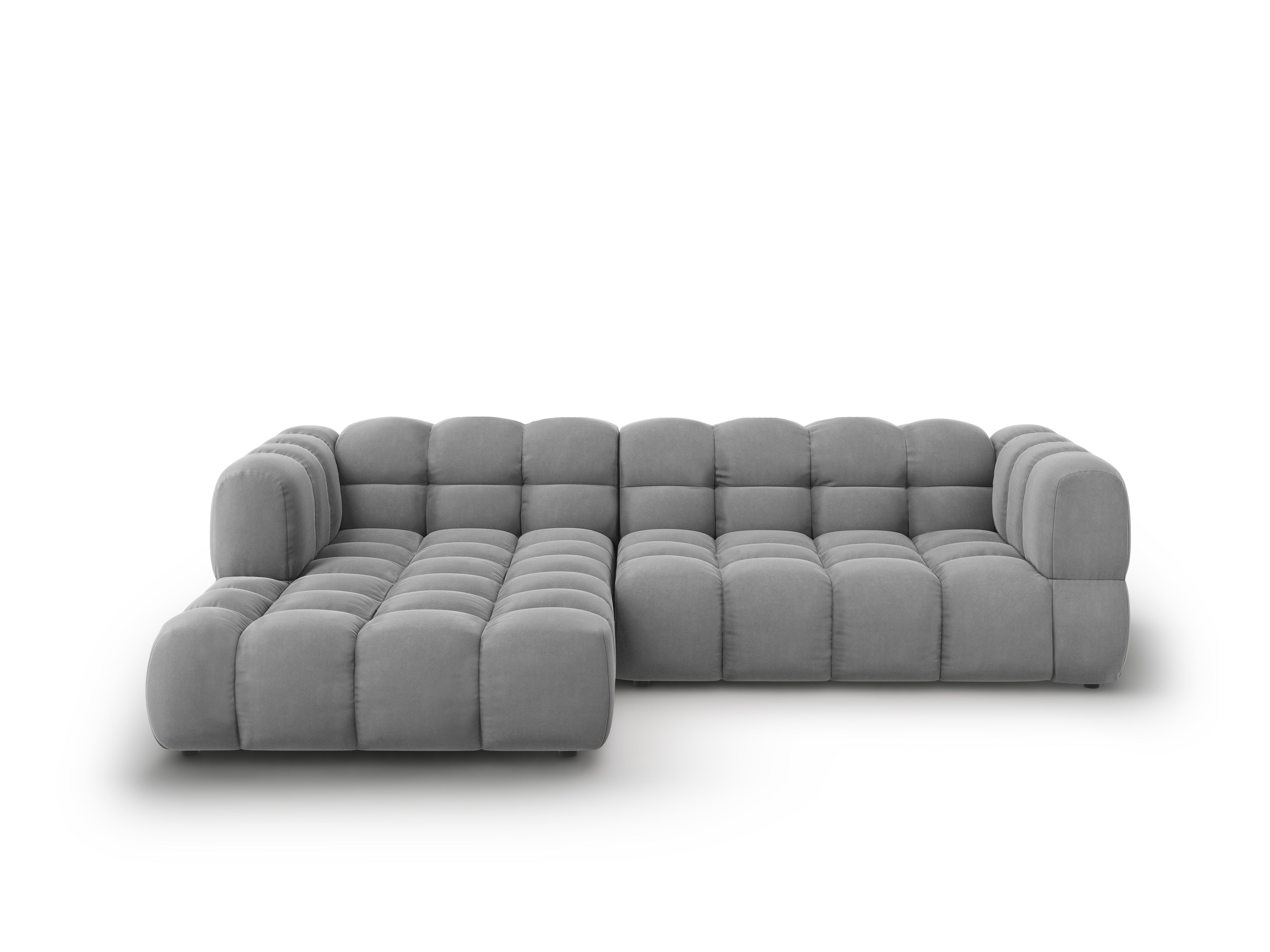 Narożnik aksamitny lewostronny 3,5-osobowy SKY jasnoszary Cosmopolitan Design Eye on Design