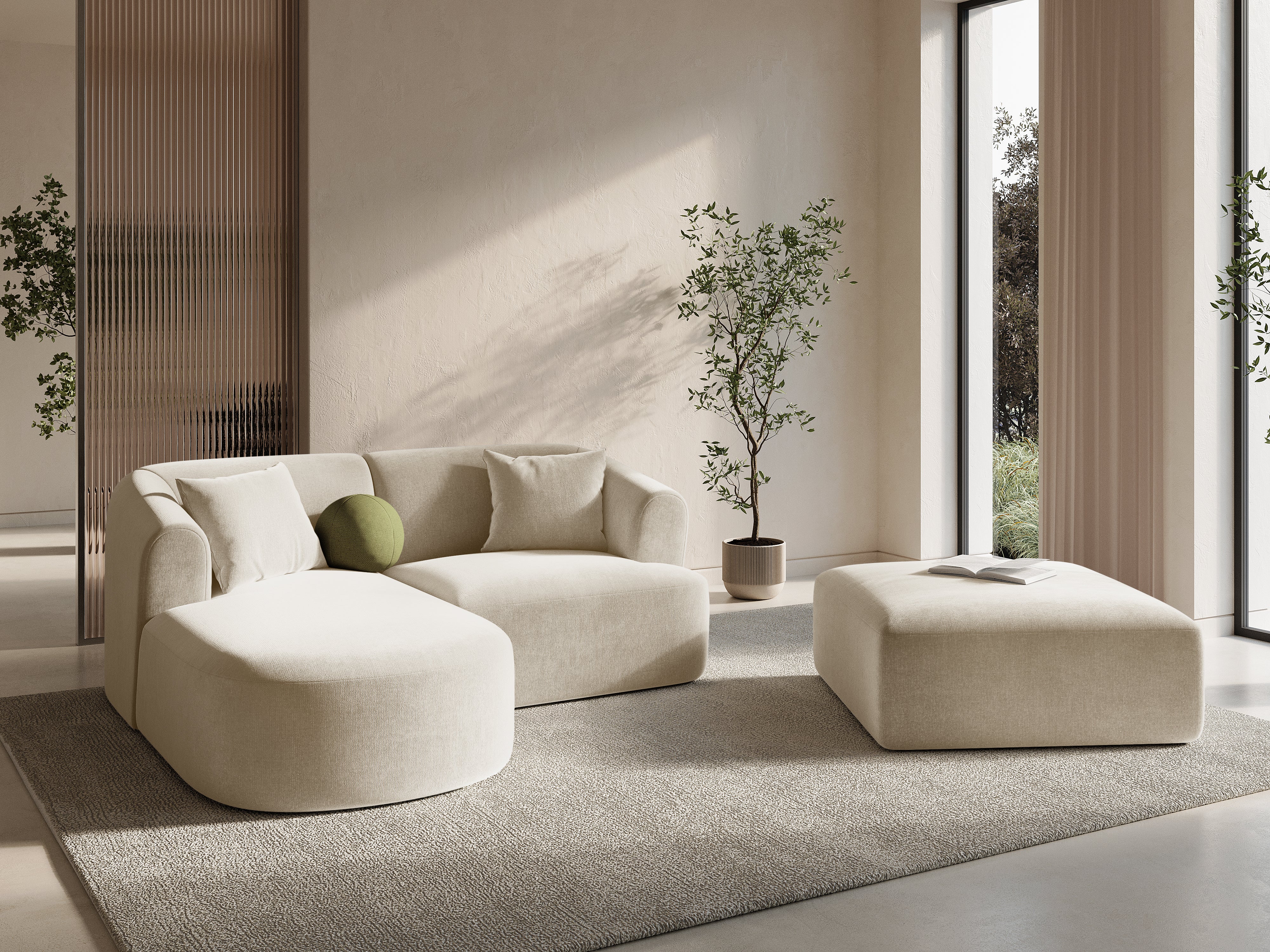 Rohová sedačka ľavostranná 3-miestna CAMPI čierny šenil