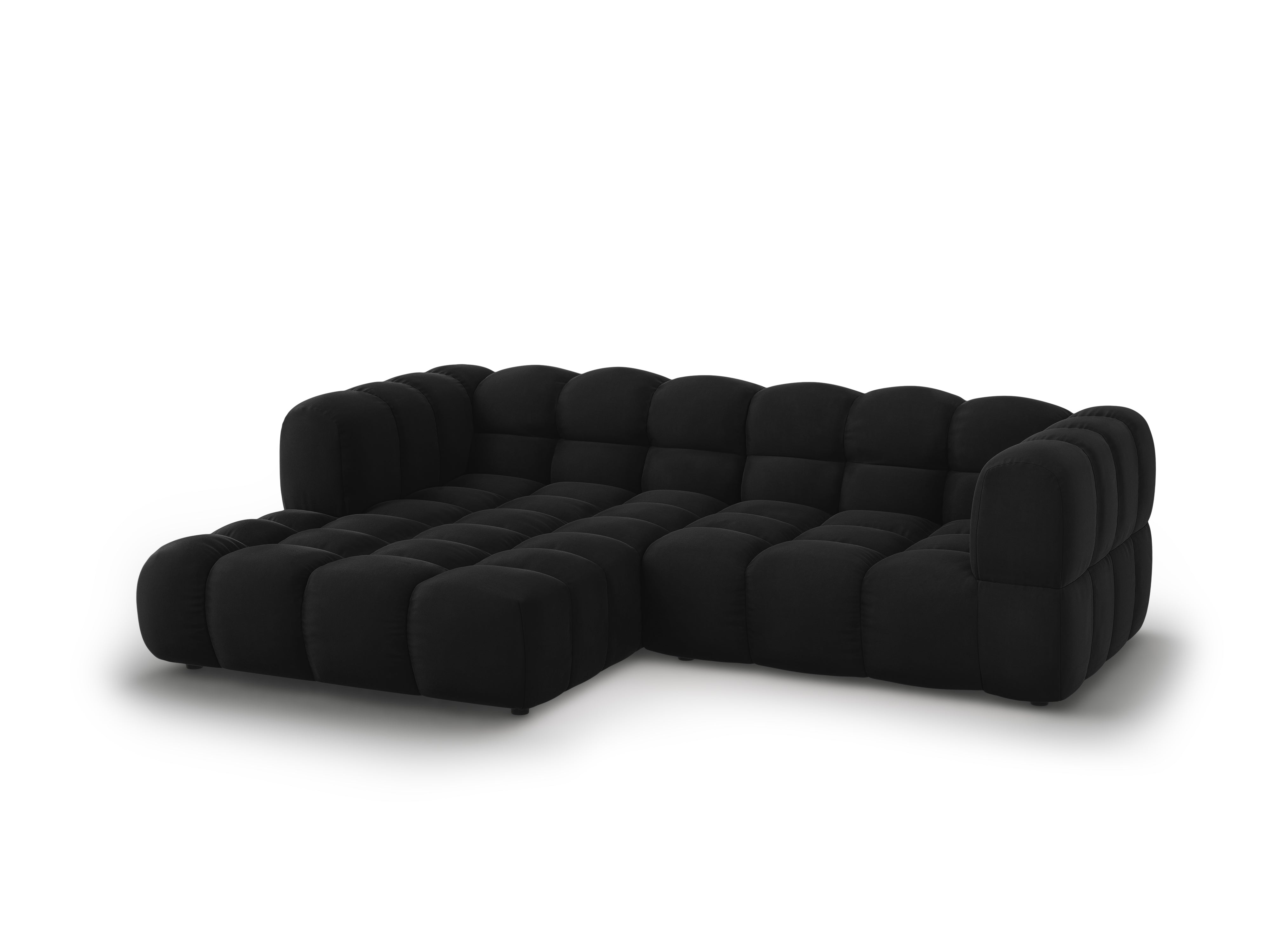 Narożnik aksamitny lewostronny 3-osobowy SKY czarny Cosmopolitan Design Eye on Design