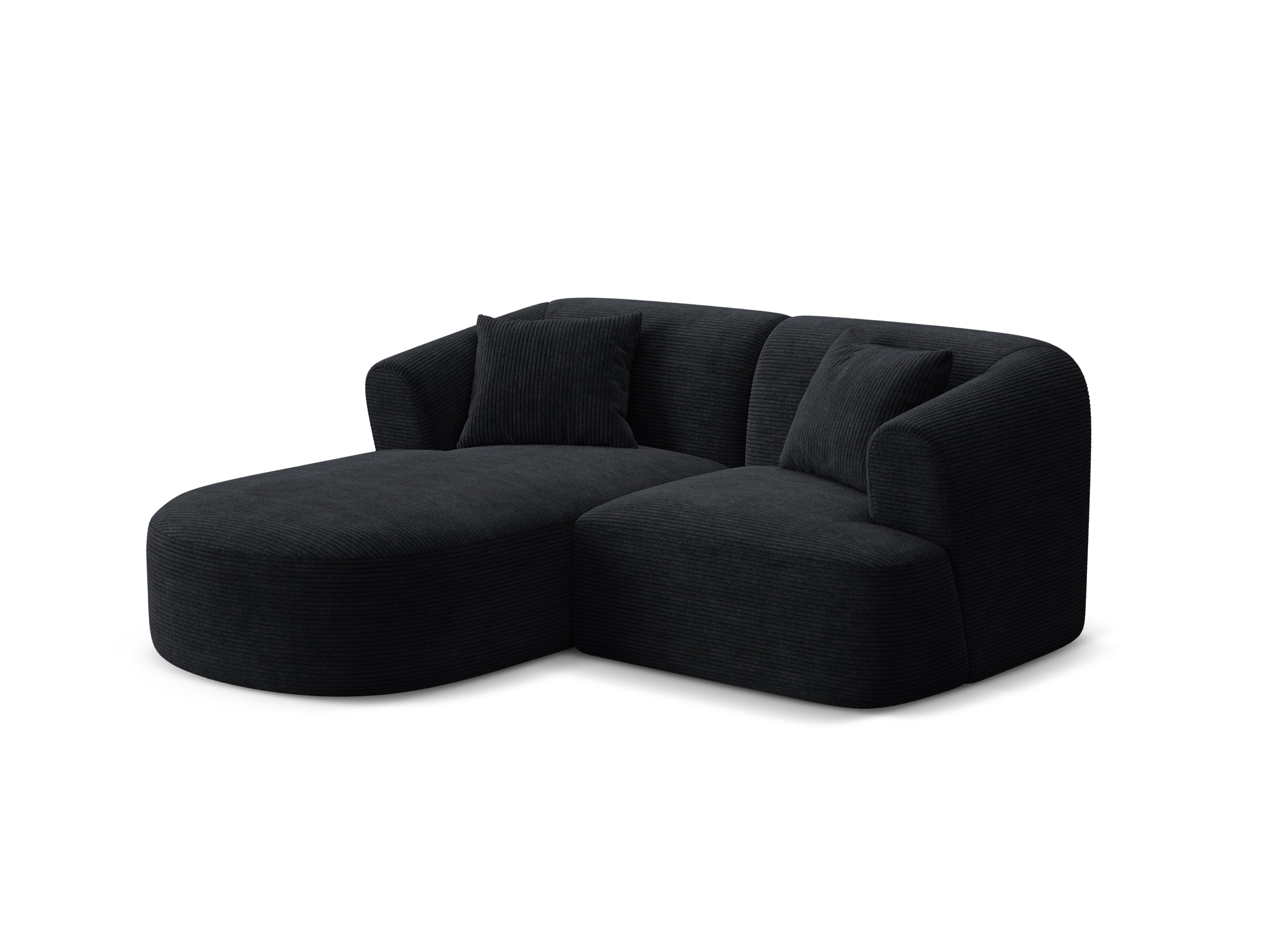 Left-sided 3-seater sofa CAMPI black corduroy