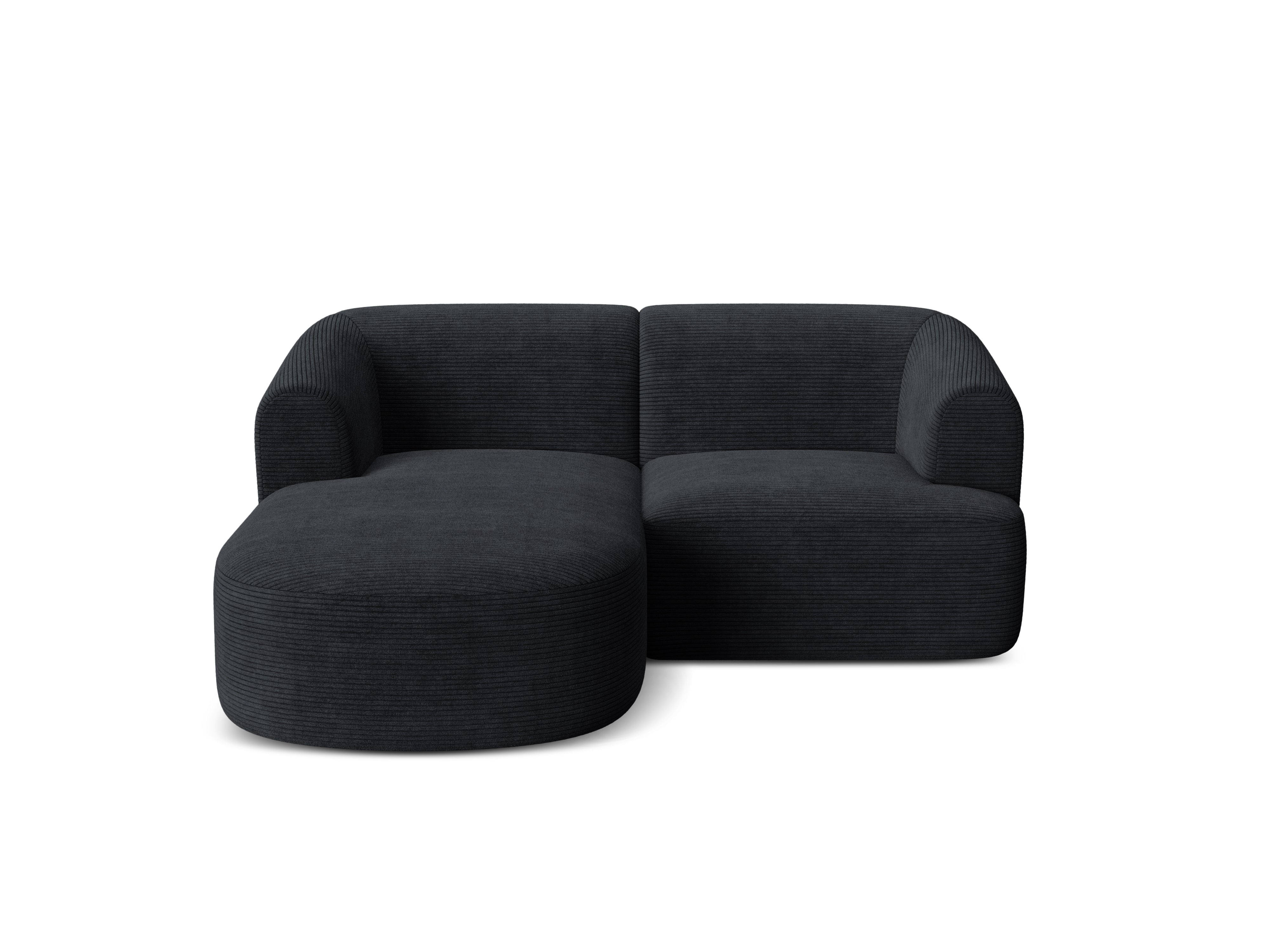 Left-sided 3-seater sofa CAMPI black corduroy