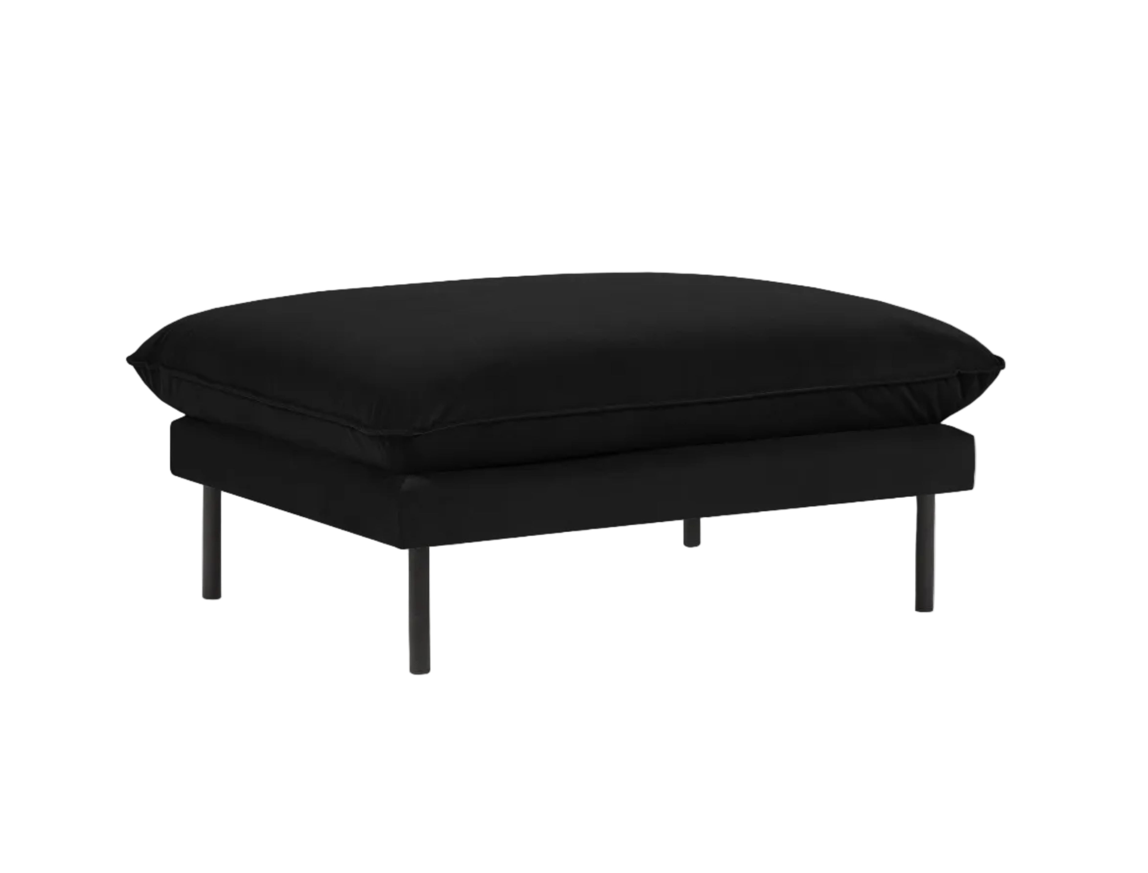 Puf zamatový VIENNA čierny s čiernym podstavcom