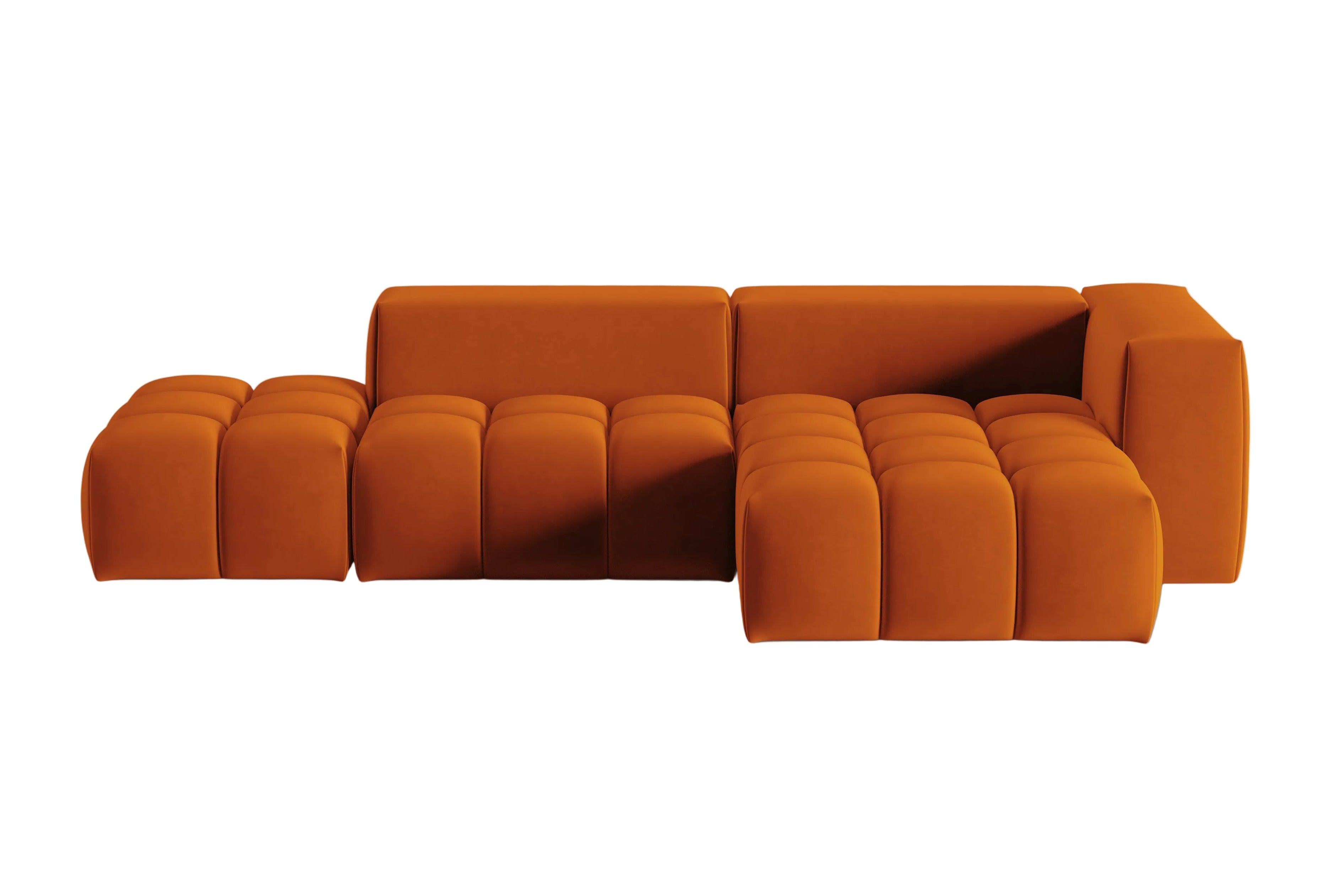 Open right-facing 4-seater velvet corner sofa VERONA brick