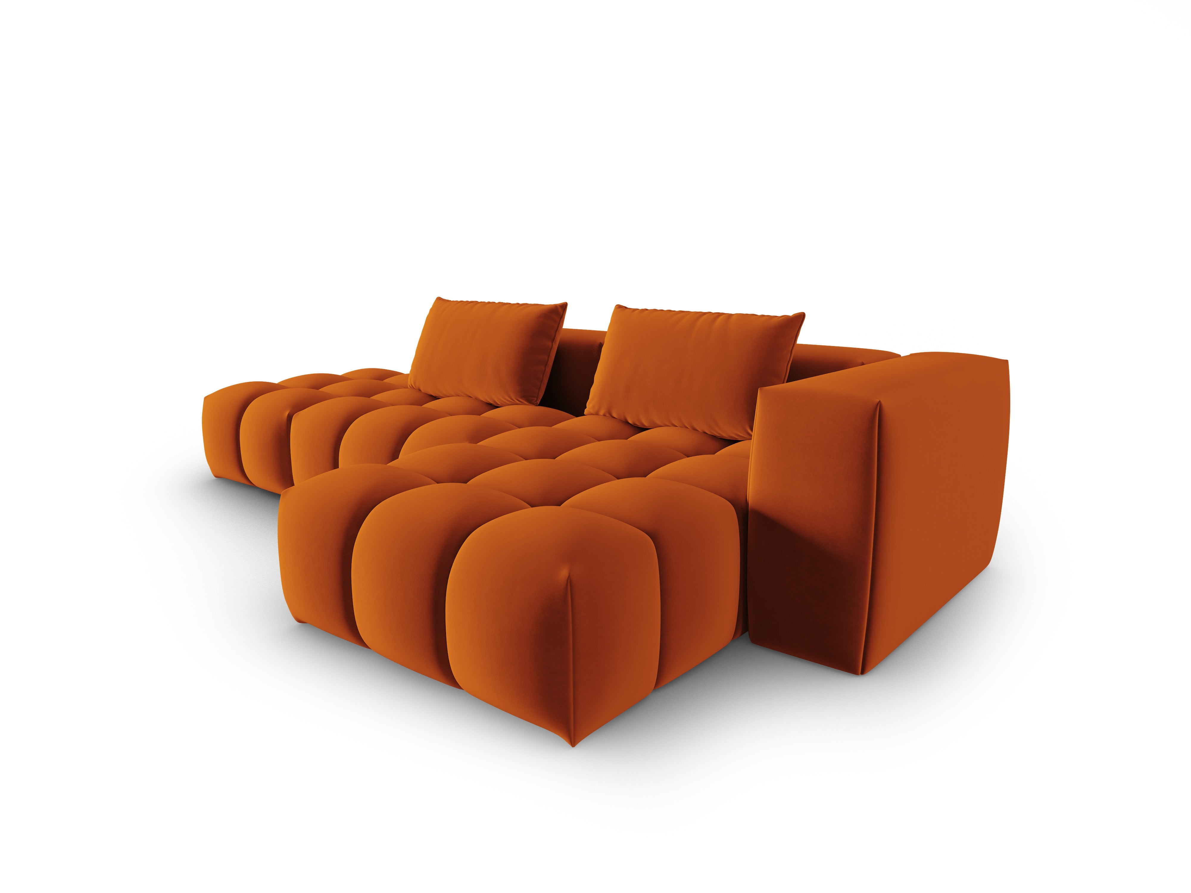 Open right-facing 4-seater velvet corner sofa VERONA brick